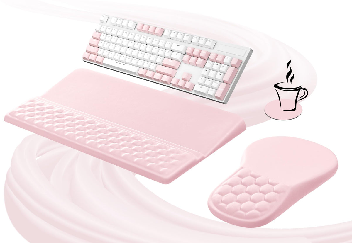 Ospelelf Ergonomic Mouse Pad and Keyboard Stand Wrist Rest Set, Memory Foam Comfort, Pain Relief