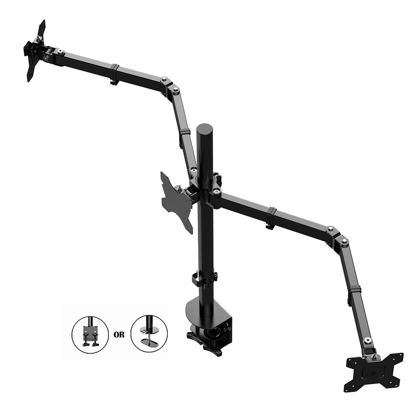 Rocelco Premium Triple Monitor Desk Mount - Standard Pattern Fits 13" - 27" LED LCD Flat Computer