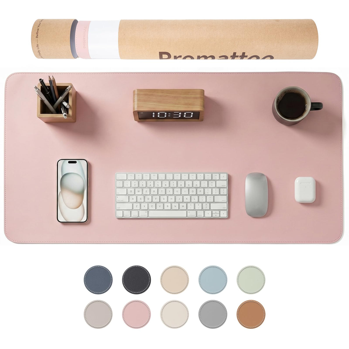 PROMATTOO Large Desk Pad Non-Slip Desk Mat Protector for Keyboard Mouse Waterproof Vegan Leather