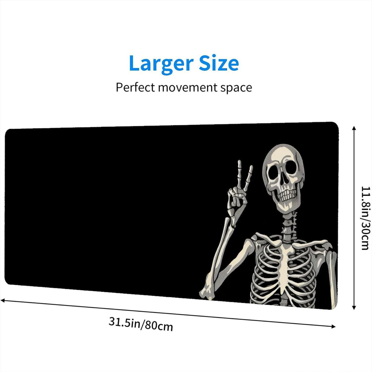 Skull Skeleton Desk Pad Mouse Pad Funny Black Halloween Mousepad XL Large Gaming Mouse Pad Laptop