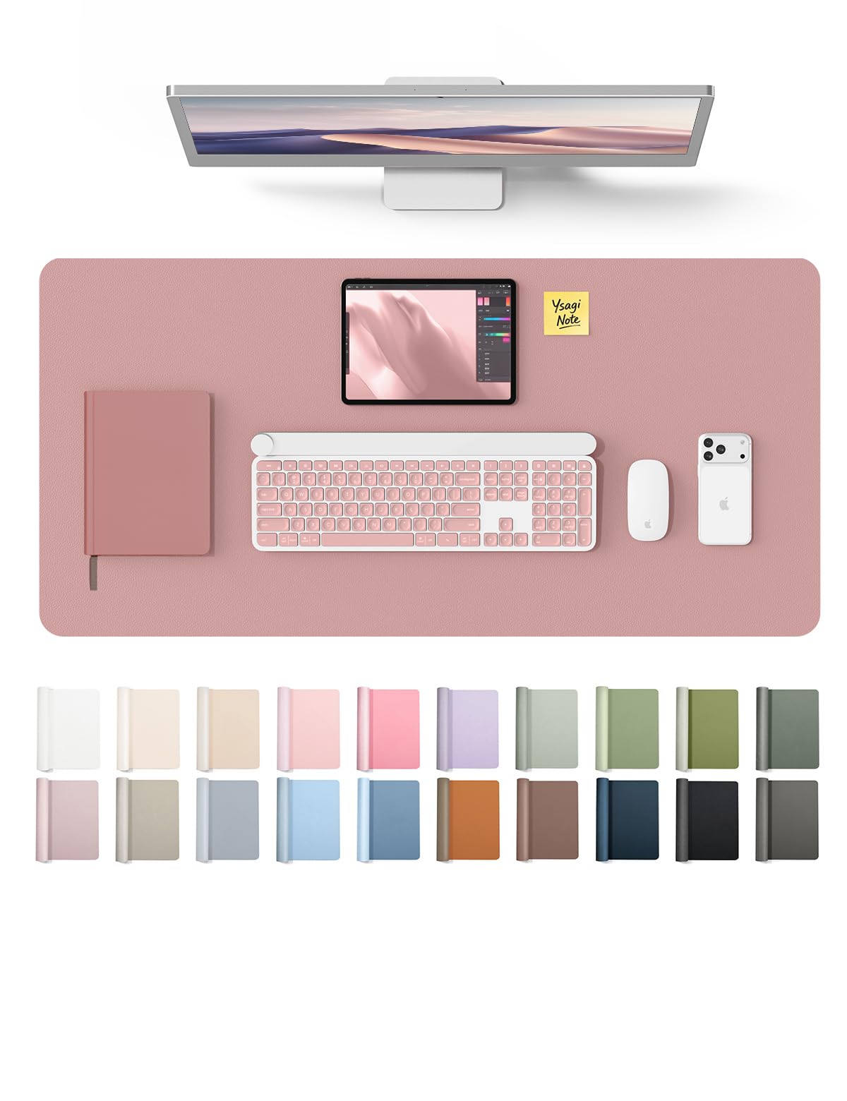 YSAGi Leather Desk Protector, Office Mat, Large Mouse Mat, Non-Slip PU Leather Blotter, Laptop