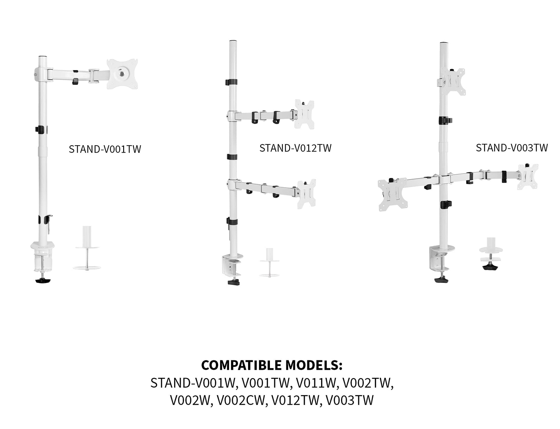 VIVO White Steel Extra Tall 3 Section Monitor Stand Pole 39 inches, Sturdy Center Pole for Monitor