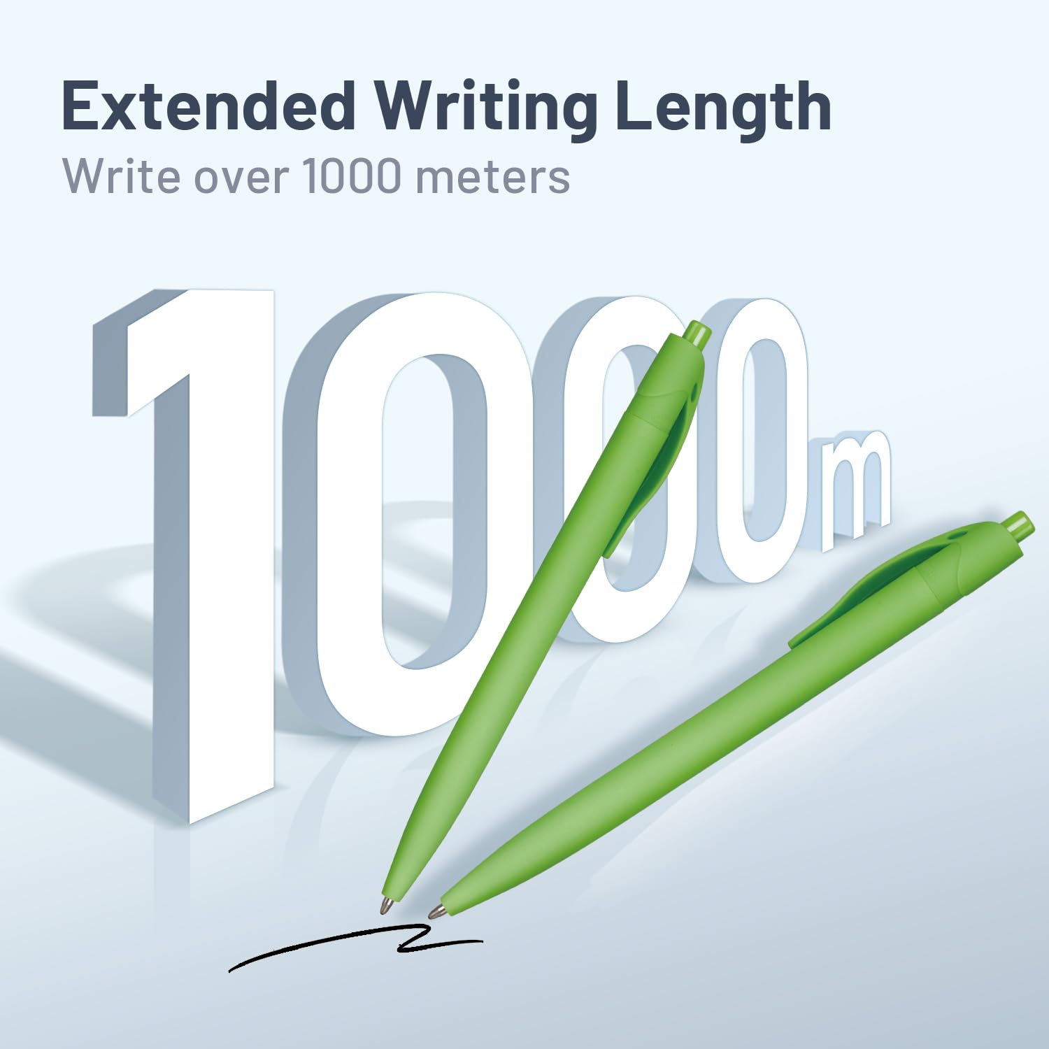 Wiaziert BallPoint Pens, 50 Pack (BLACK Ink),Bulk Pens, Light Green Barrel,Click Pens for Office