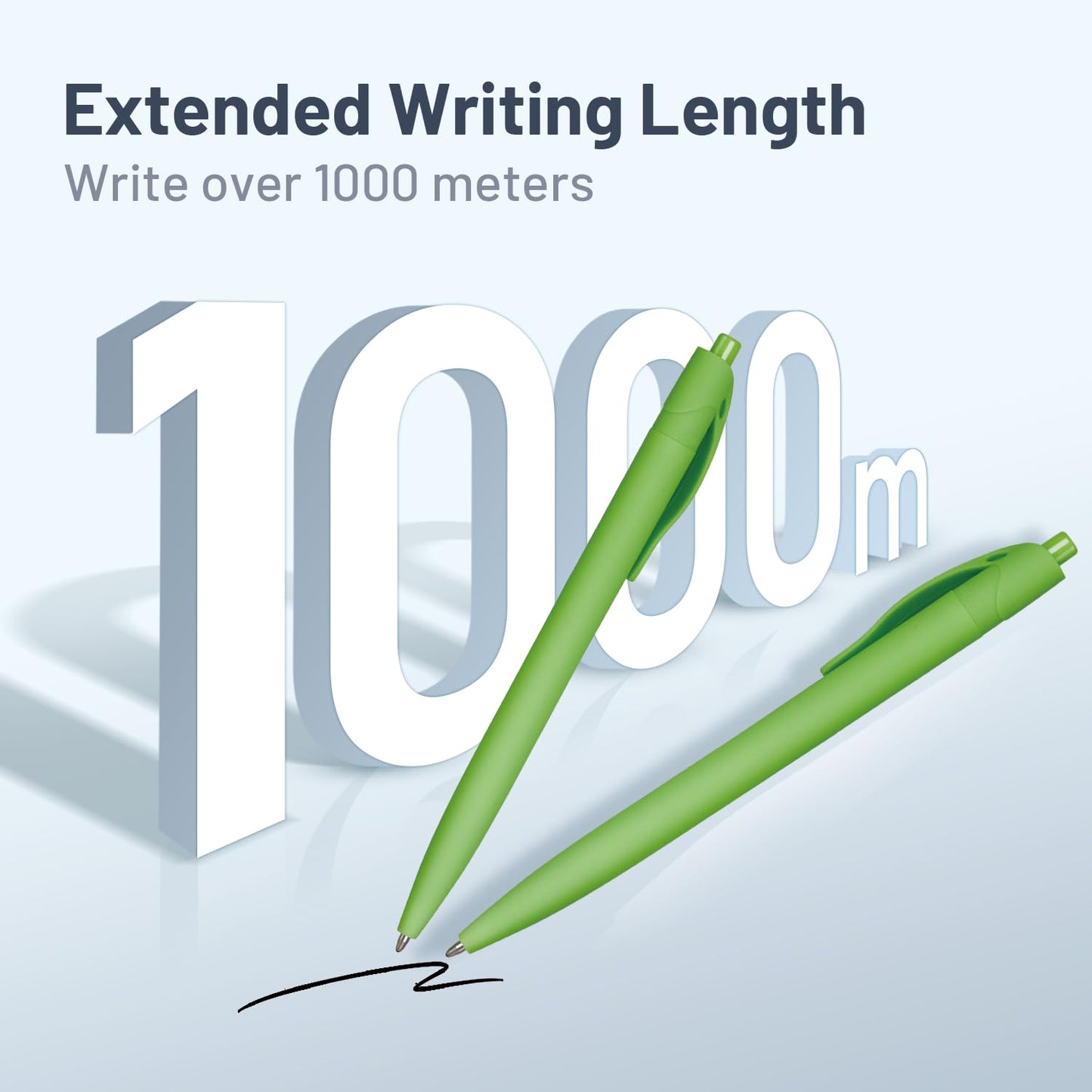 Wiaziert BallPoint Pens, 100 Pack (BLACK Ink),Bulk Pens, Light Green Barrel,Click Pens for Office