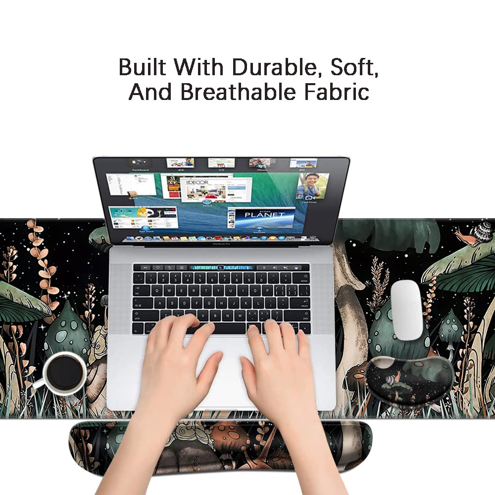 MIBITRI Keyboard Mouse Pad Set, Extended Gaming Mouse Pad+Ergonomics Keyboard Wrist Rest Support
