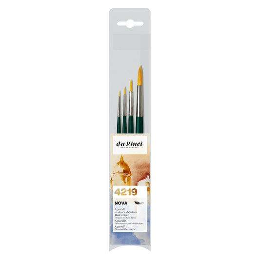 da Vinci Watercolor Series 4219 Nova Paint Brush Set, Synthetic, Multiple Sizes, 4 Brushes (Series