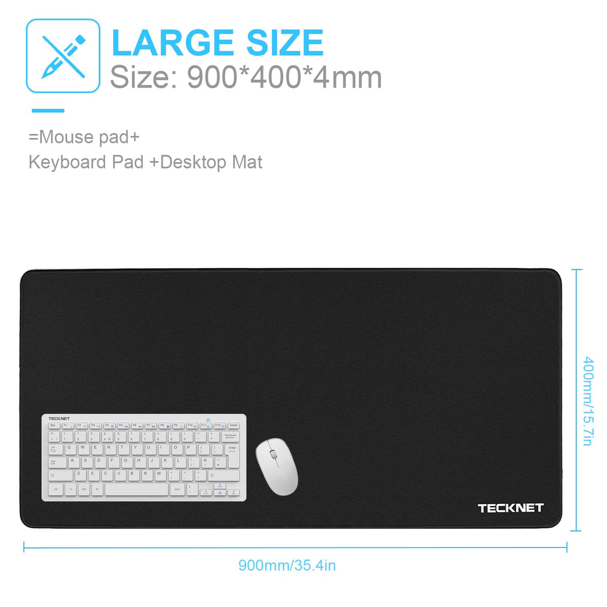 TECKNET Large Mouse Pad for Desk 35.4" x 15.8",XL Extended Gaming Desk Mat