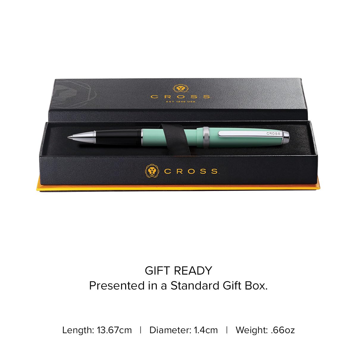 Cross Lume Seafoam Polished Chrome Ballpoint Pen, Medium Point, Black Ink
