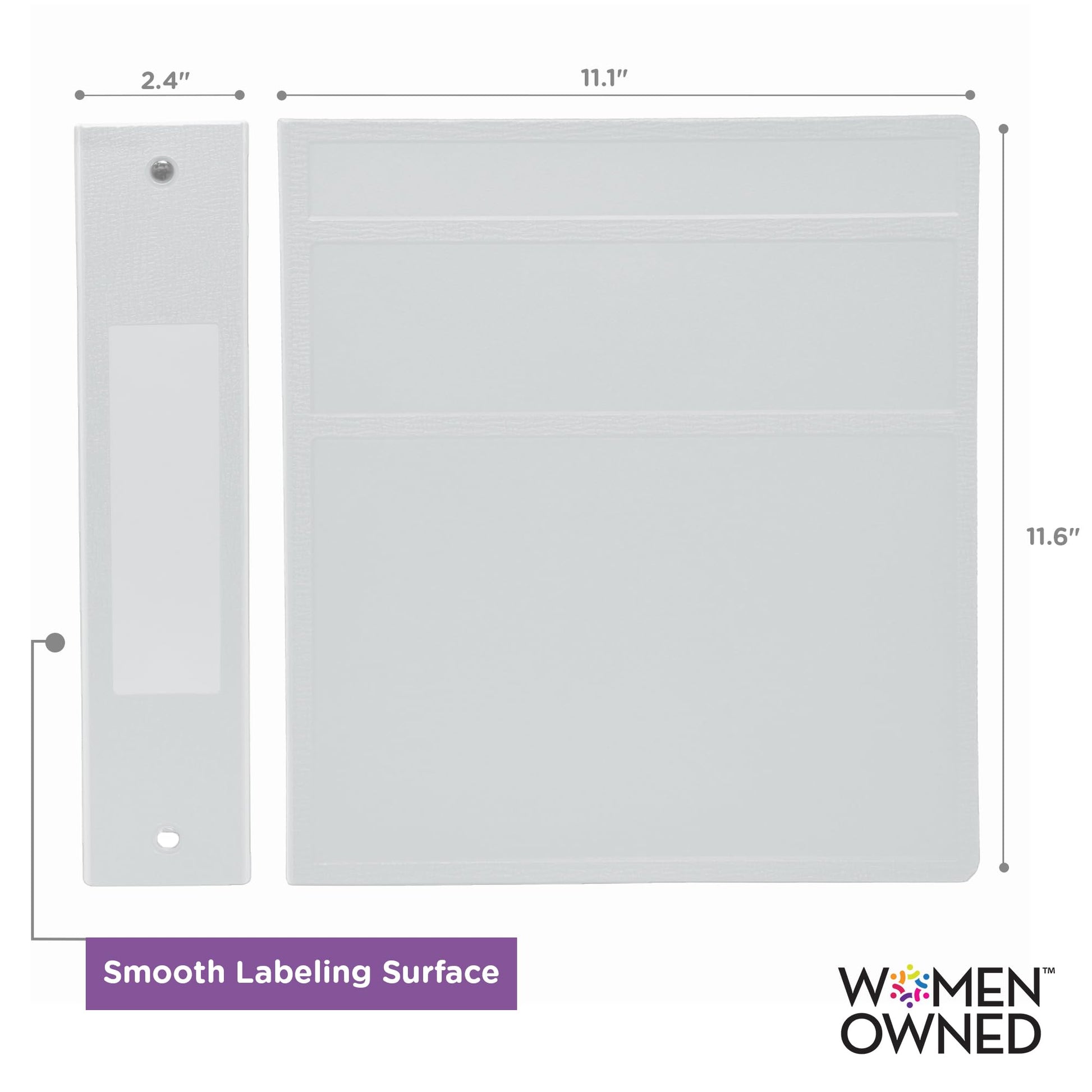 Carstens 2-Inch Heavy Duty 3-Ring Binder - Side Opening, White, Durable Plastic, Precision No-Gap