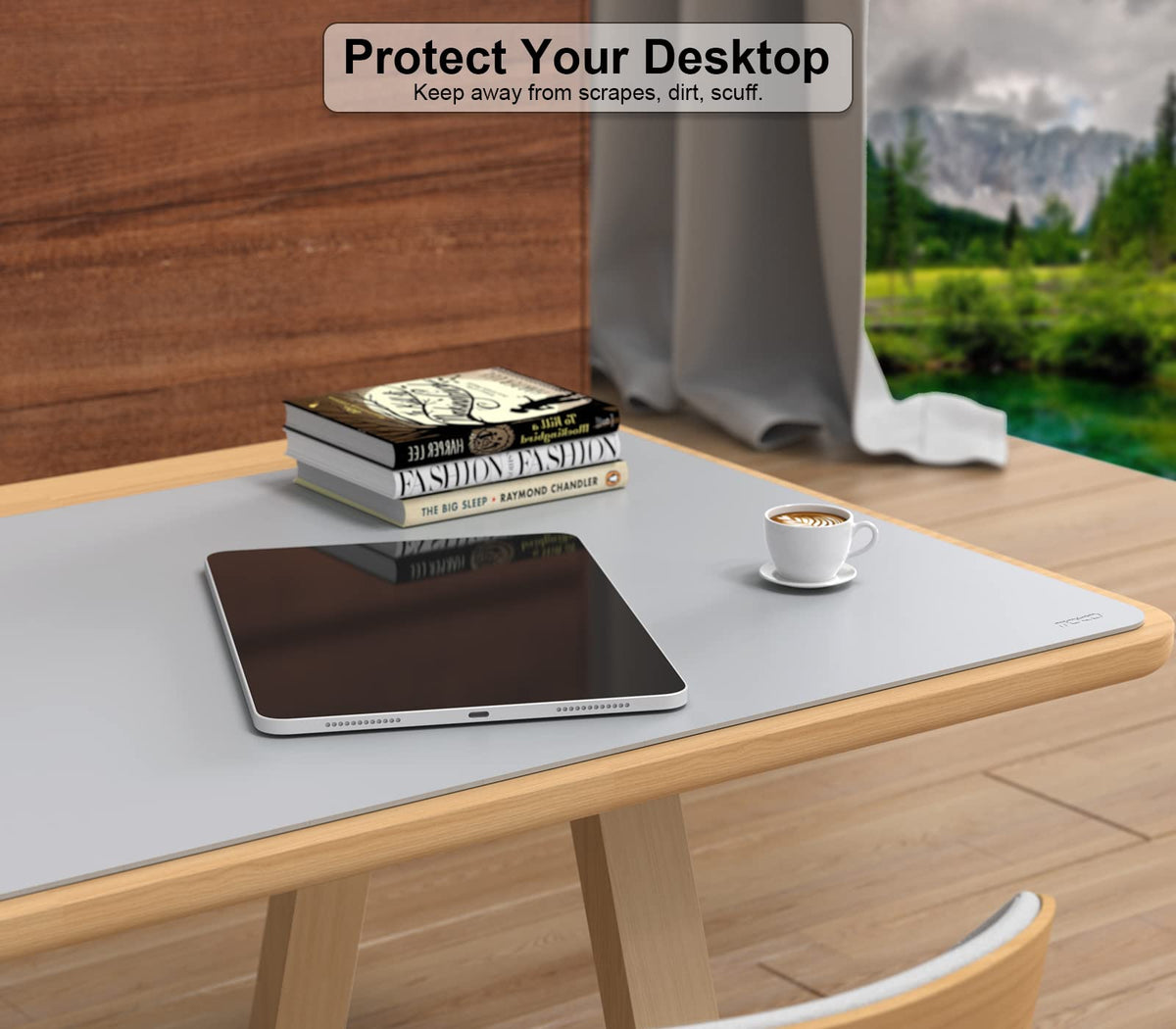 MoKo Desk Mat,Dual-Sided Office Desk Pad Waterproof,Light Gray+Silver