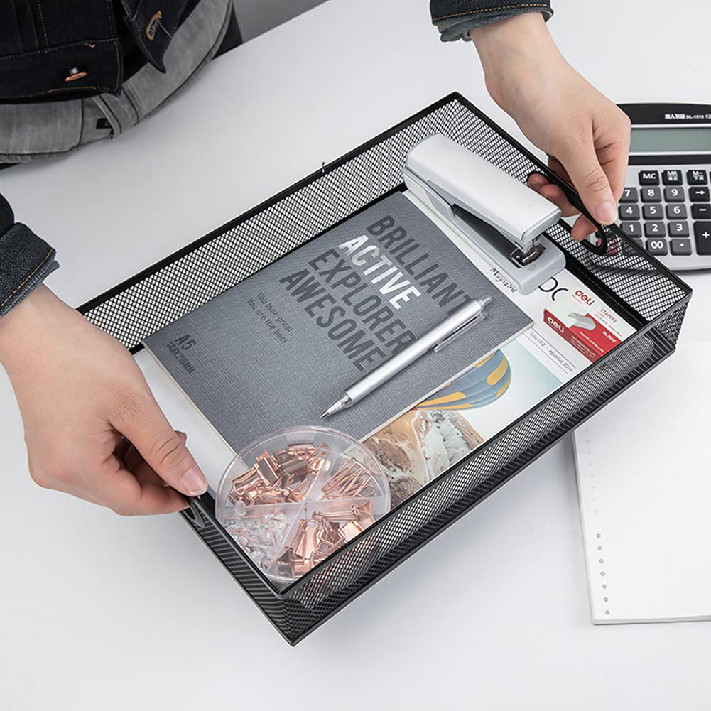 EsOfficce 2 Pcs Desk Drawer Organizer, A4 Large Metal Mesh Desk Organizer Tray, Versatile Storage