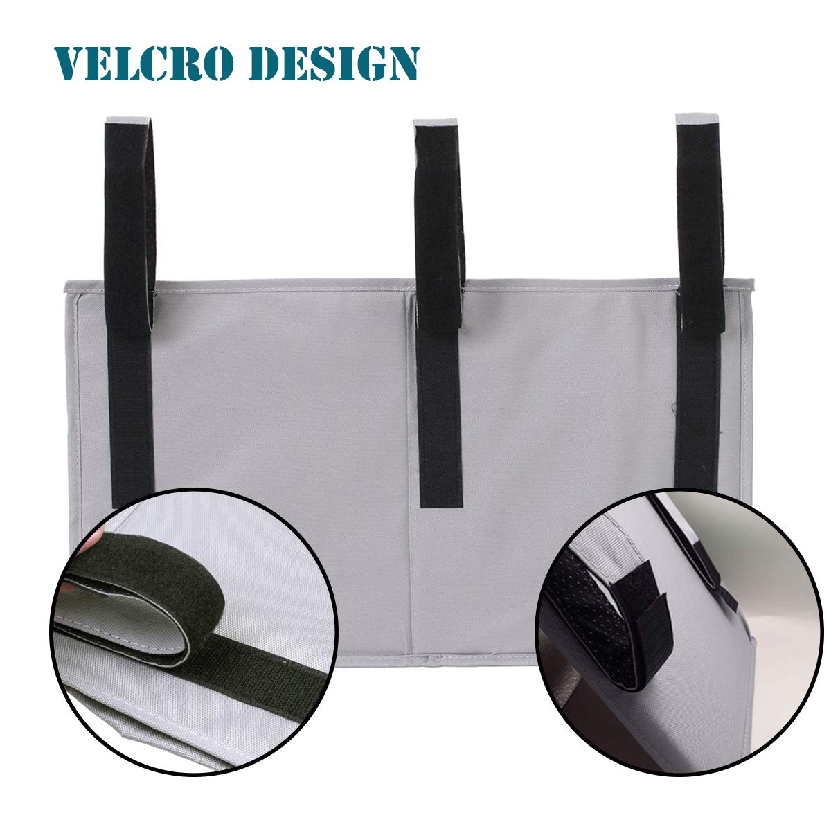 FUNYU Bedside Caddy, Hanging Under Bed Storage Organizer Bag with 8 Pockets for College Dorm Rooms