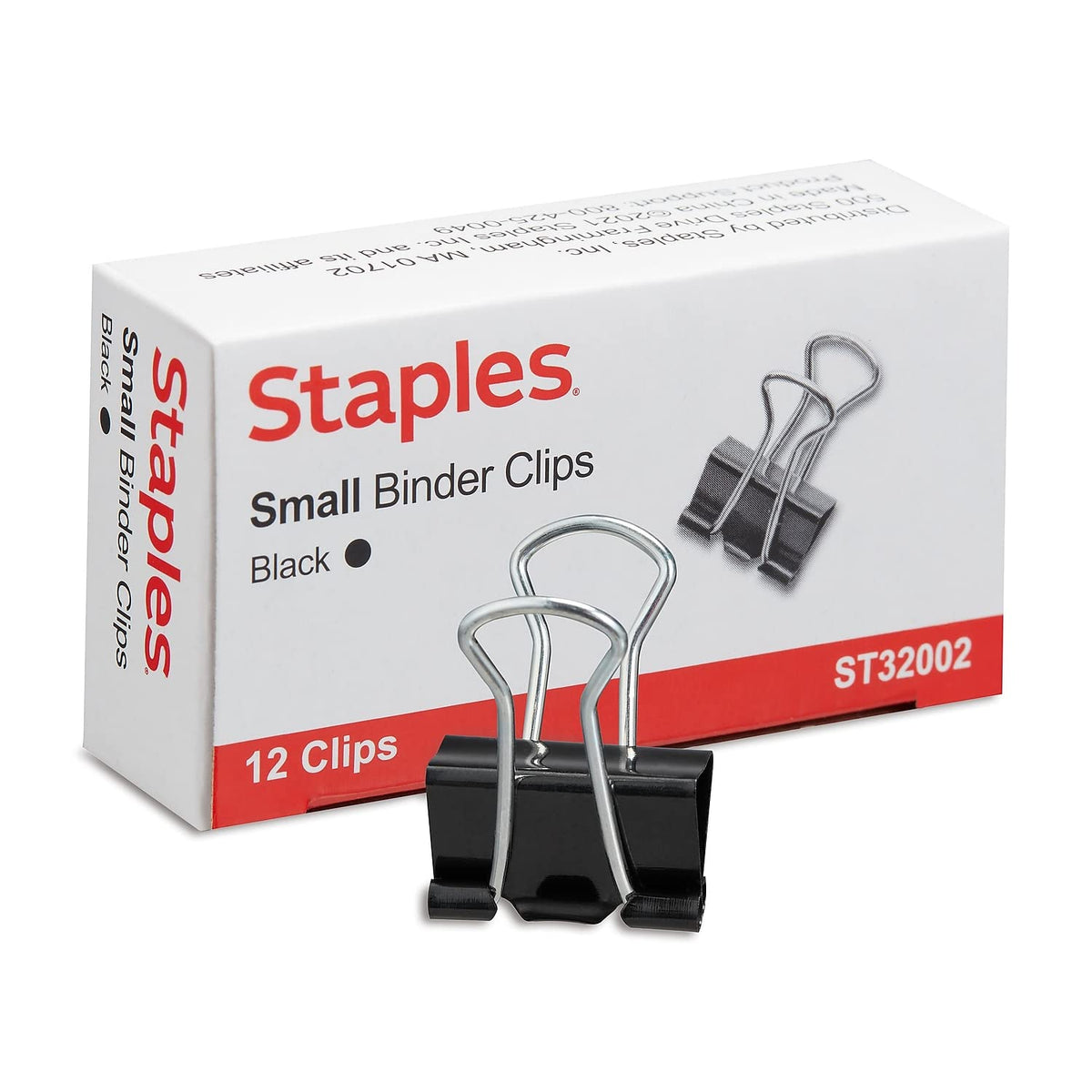 Staples Binder Clips, Small, 0.38 Inch Capacity, Black, 144 Pack