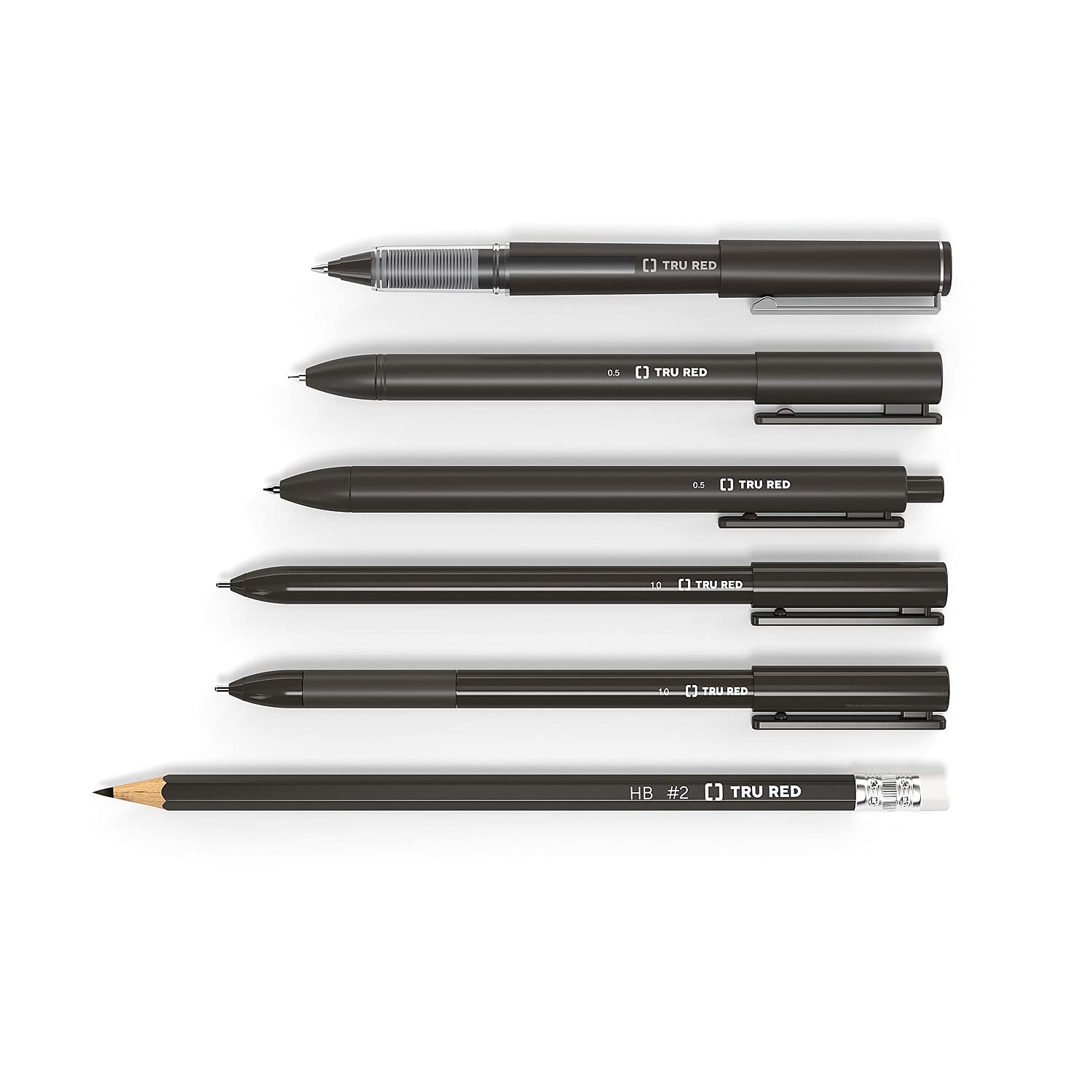 TRU RED Retractable Gel Pens, Medium 0.7mm, Black Ink, 24-Pack