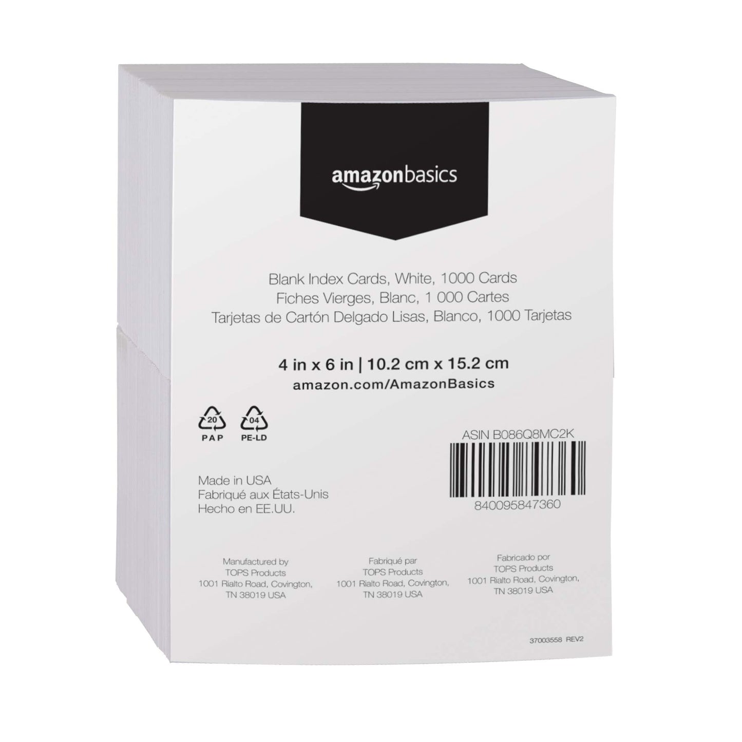 Amazon Basics Blank Index Cards for Studying and Note Taking, White, 4" x 6", 1000 Count (Pack of 2)