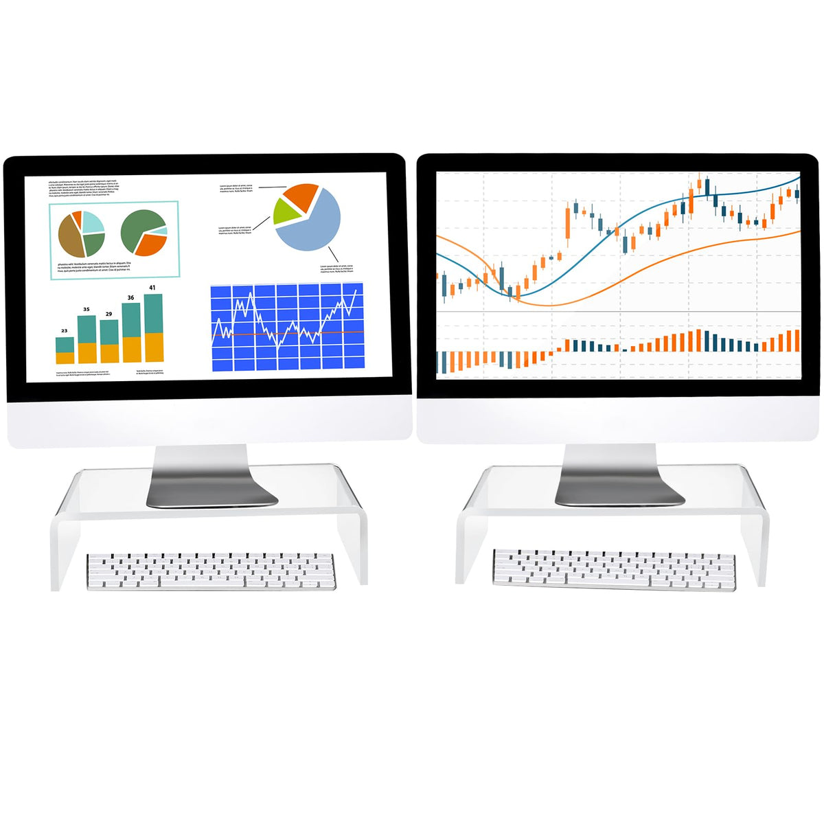 Jetec 2 Pcs Acrylic Monitor Stand Desktop Computer, Clear, 12 x 8 x 3 Inch