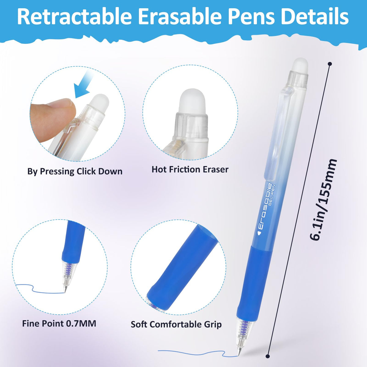 Solati 36 Colors Erasable Gel Pens, Fine Point 0.7mm Colored Erasable Pens, Make Mistakes
