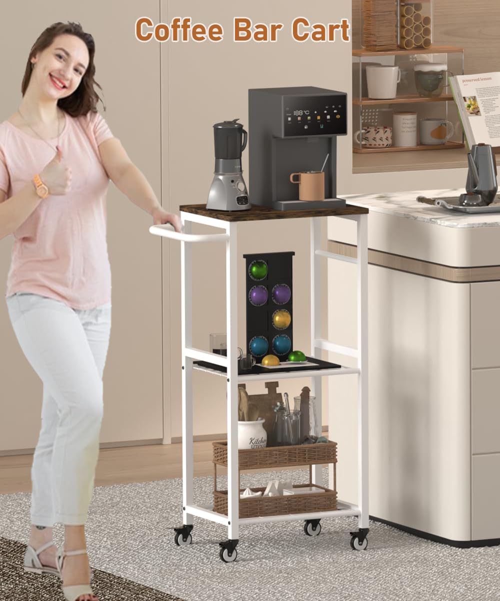 Sungaryard Kitchen Microwave Stand Cart with Storage Rack, White