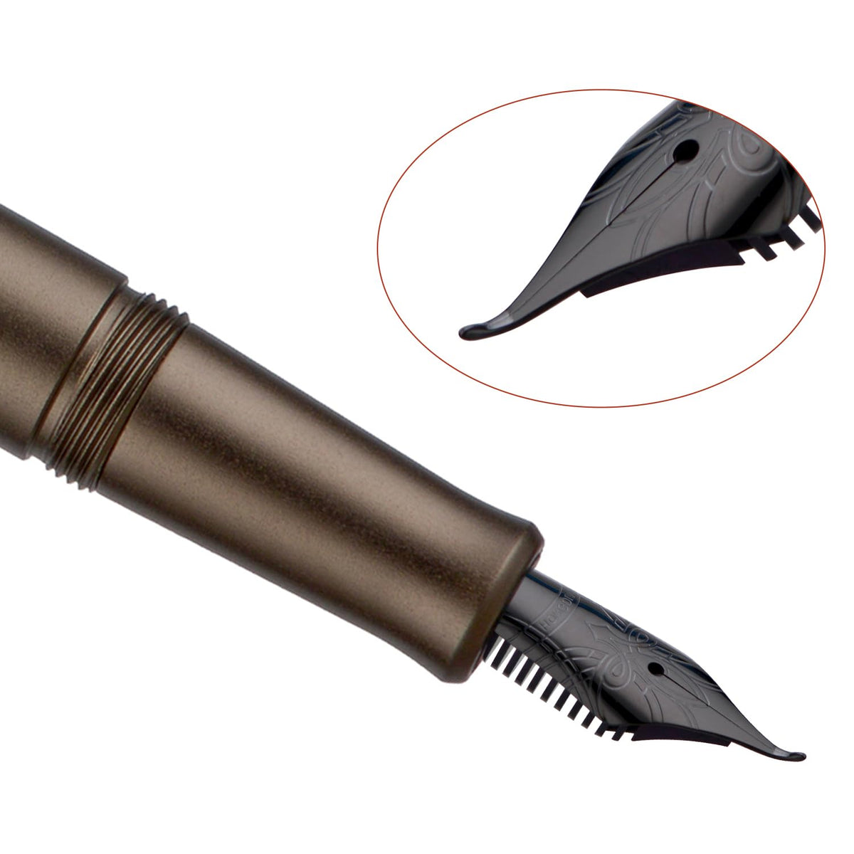 HONG DIAN M2 Black Forest Mini Fountain Pen, Bent Nib & Sleek Shape Aluminium Short Pocket Travel