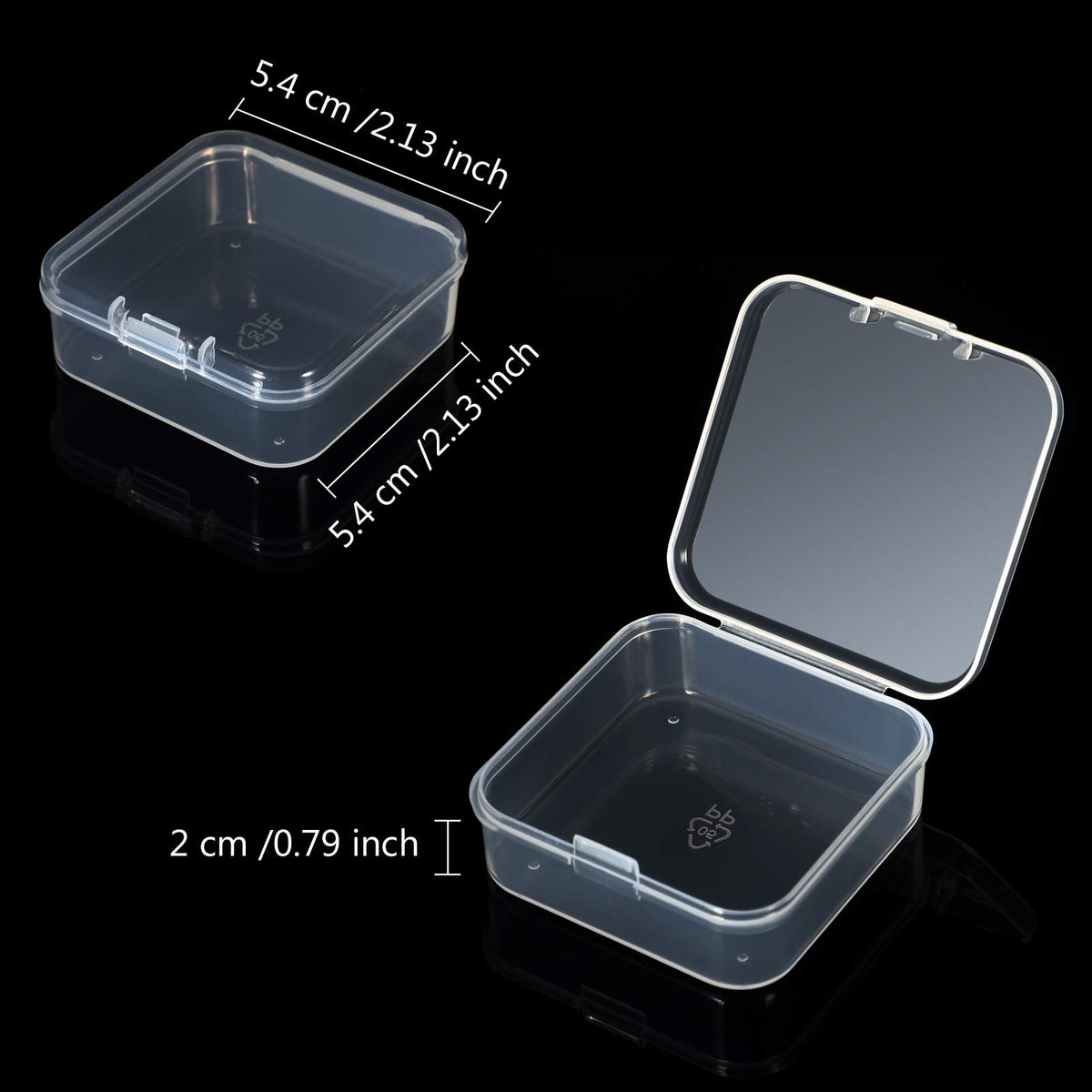 Jetec 30 Pieces Small Clear Plastic Storage Box, 2.1 x 2.1 x 0.8 Inch