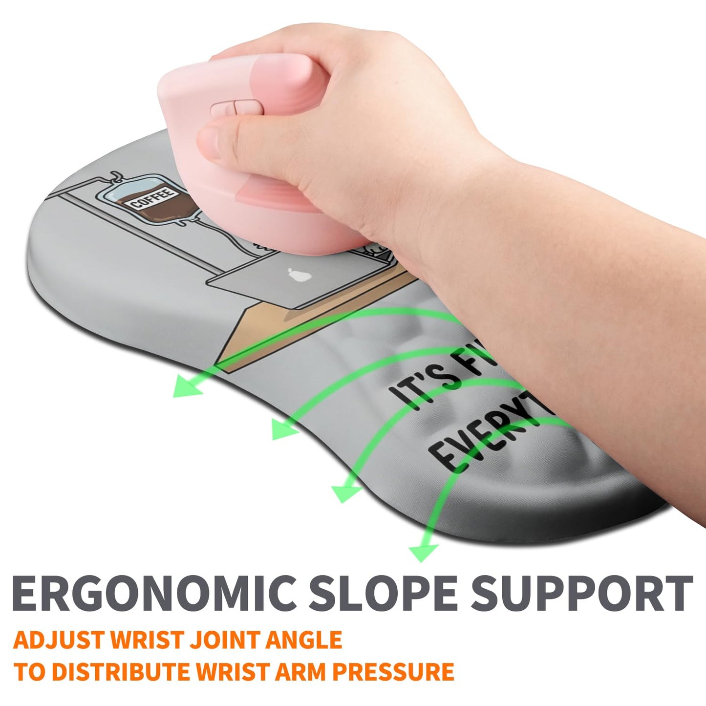 Armanza Ergonomic Joint Wrist Support Mouse Pad with Memory Foam Cushion Massage Bump, Carpal