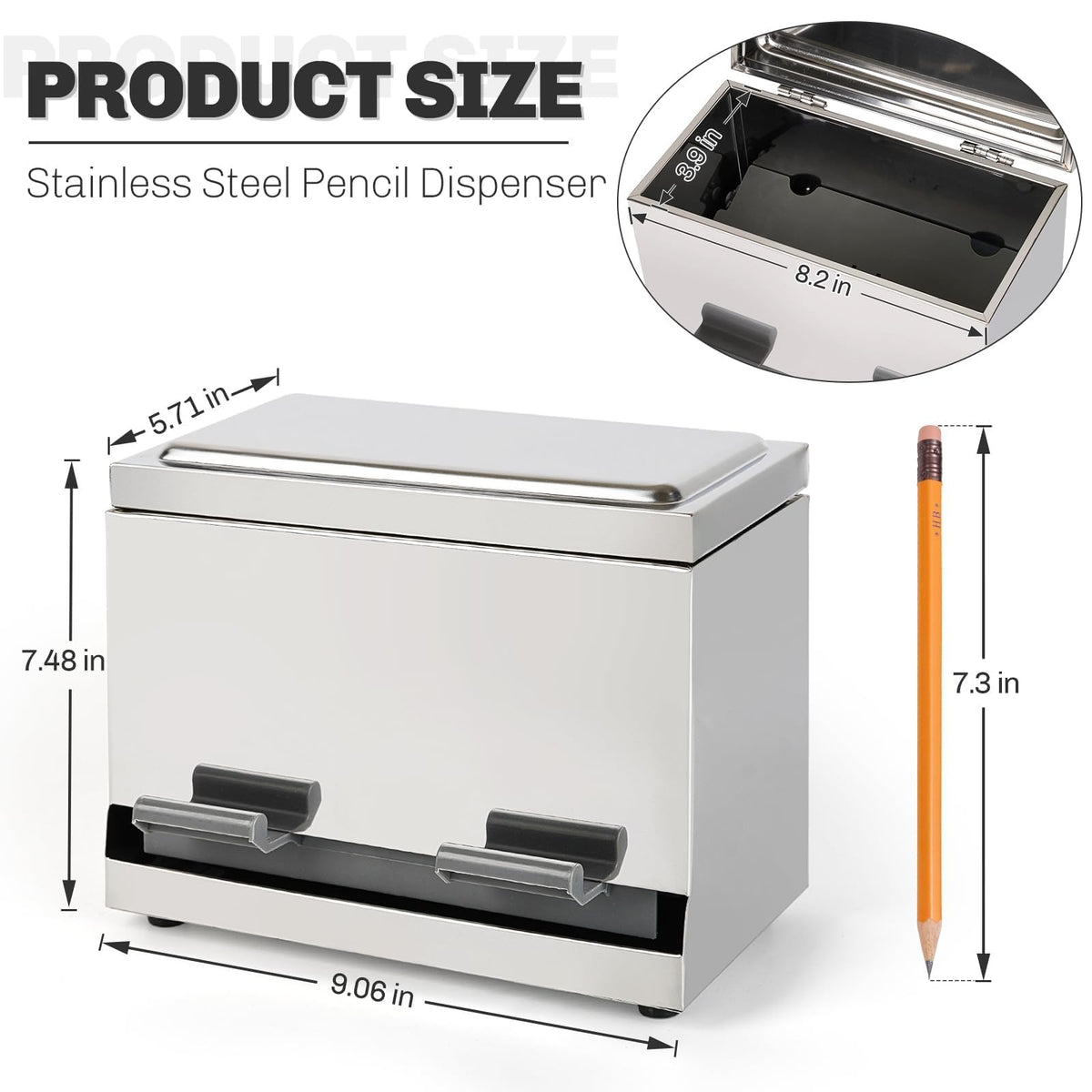 Creproly Pencil Dispenser for Classroom, Stainless Steel Pen Holder, Silver
