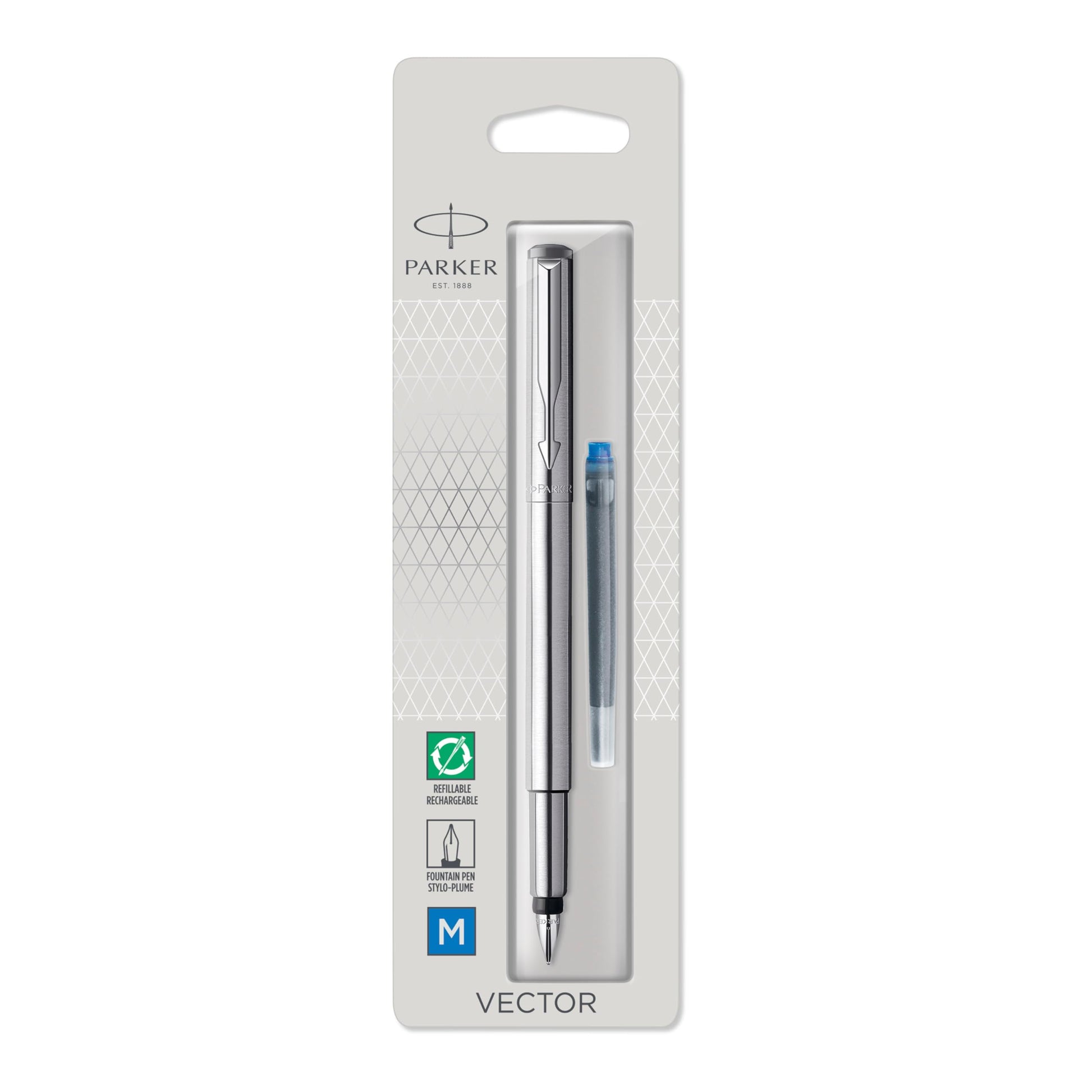 Parker Fountain Vector, Stainless Steel Pen, multicolor