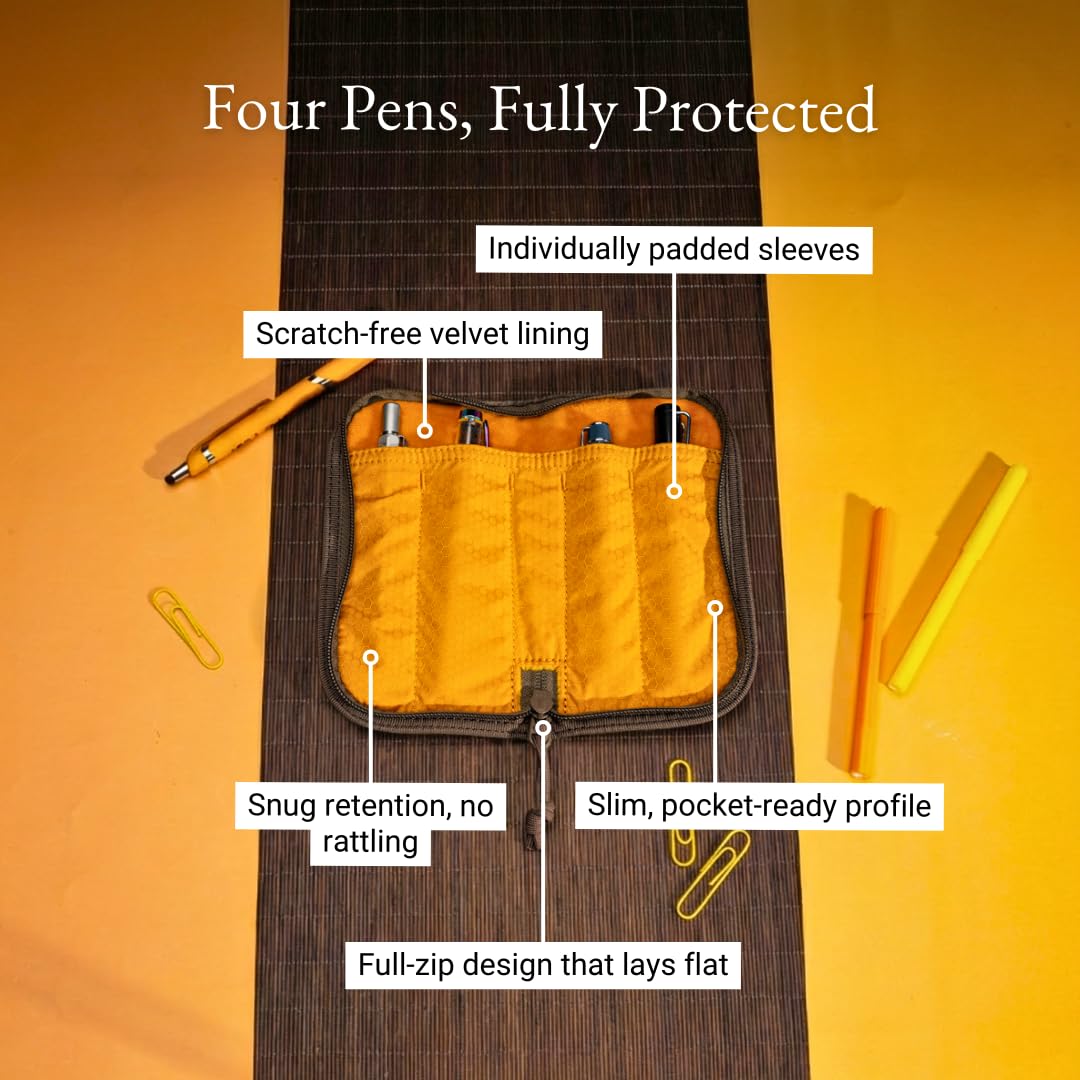LOCHBY® Quattro | Slim and Elegant Pen Pouch, Durable Waxed Canvas, Lightly Padded for Fountain Pen