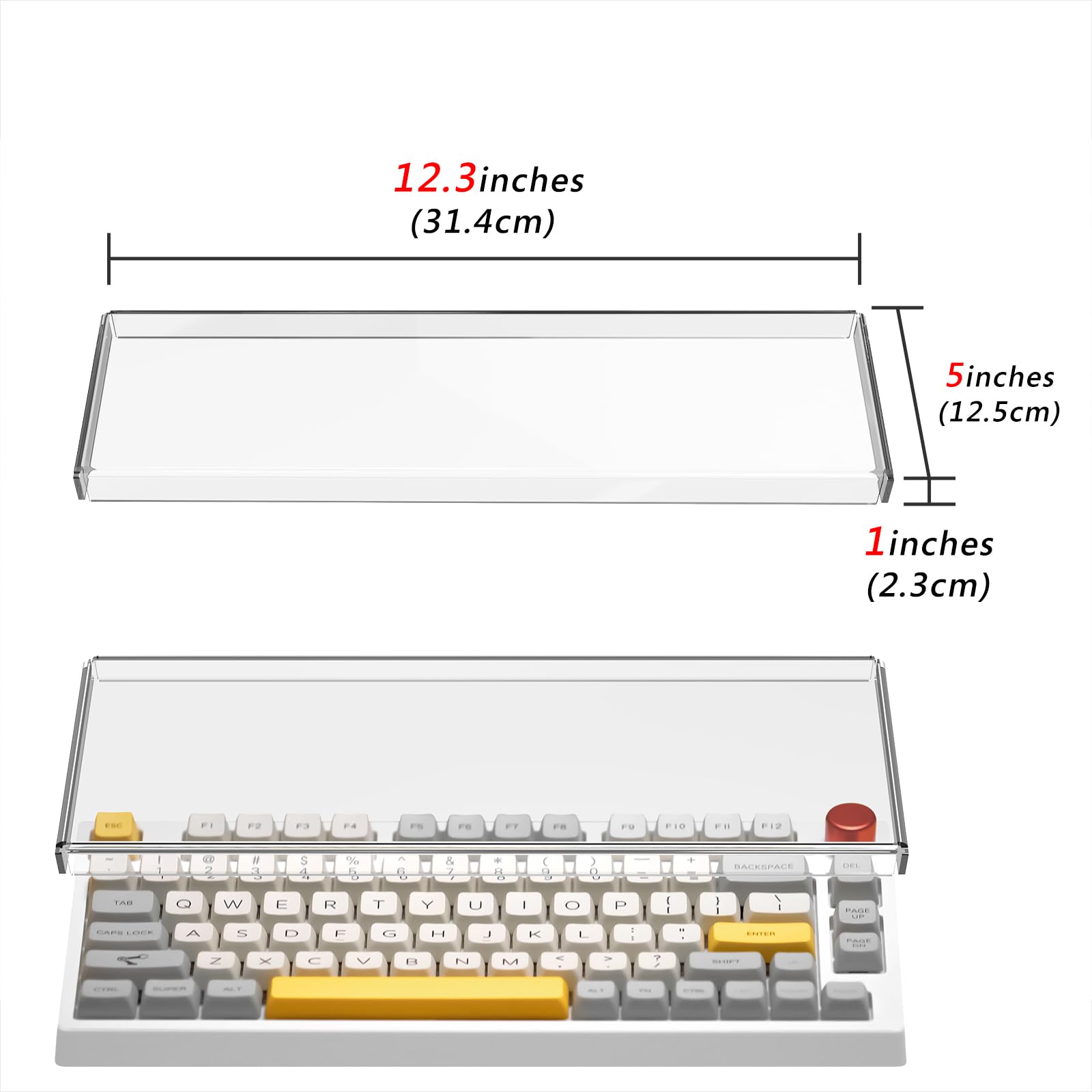 Geekria Clear Acrylic Keypads Cover for 75% Knob Keyboard, Compatible with Keychron Q1 HE/Max/Pro