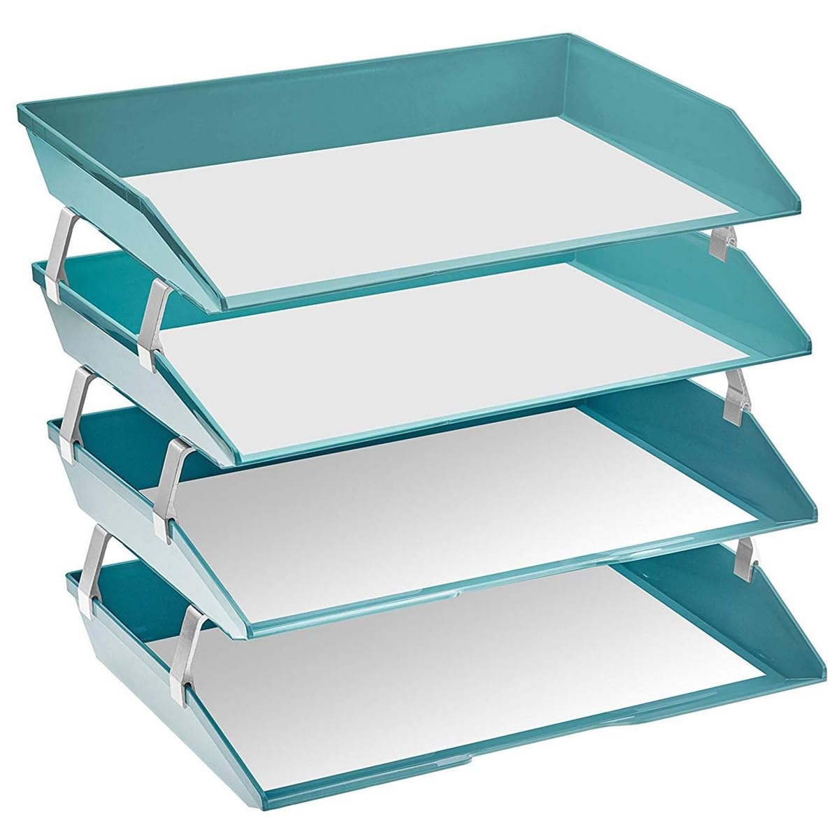 Acrimet 4 Tier Paper Letter Tray Side Load Letter Size, Office Desk File Document Organizer Plastic