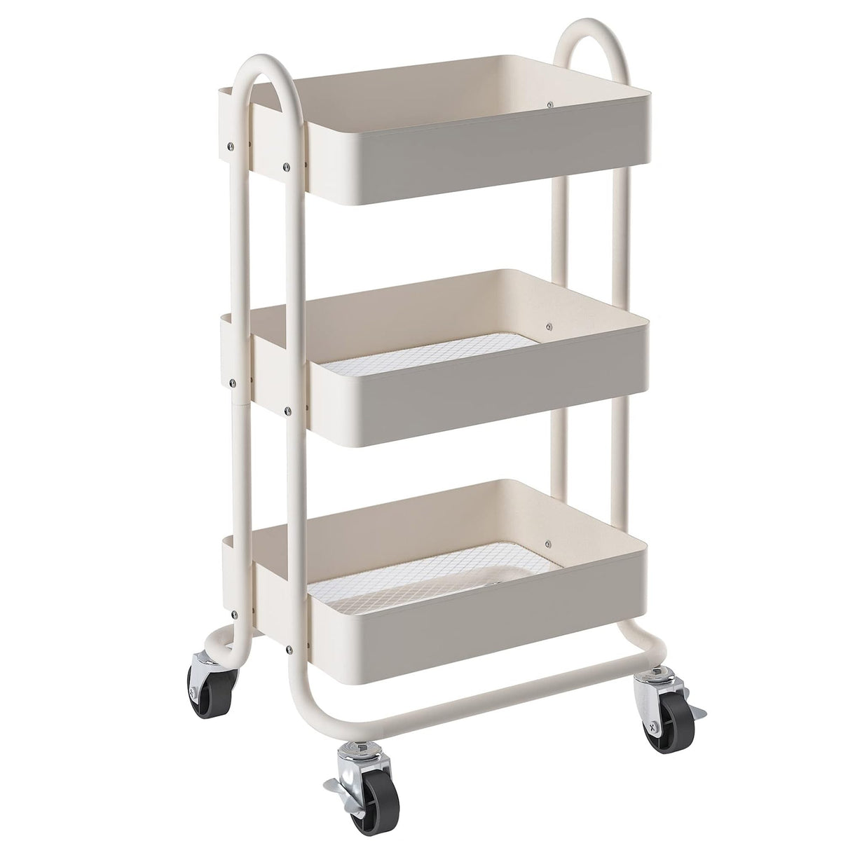 Elitehouse Metal Rolling Cart,3-Tier Metal Rolling Cart with Wheels,3 Tier Utility Cart with Wheels