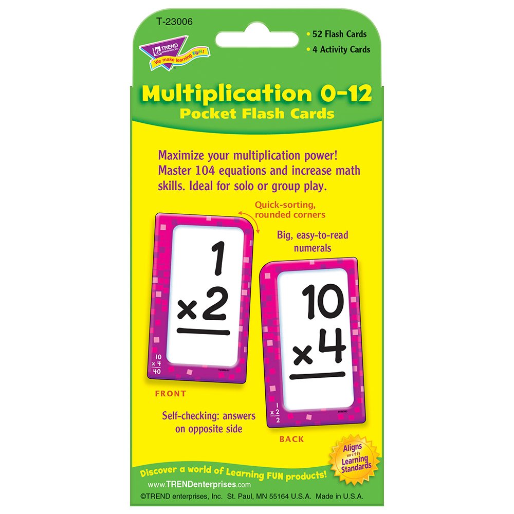 Trend Enterprises: Multiplication 0-12 Pocket Flash Cards, Great for Skill Building and Test Prep