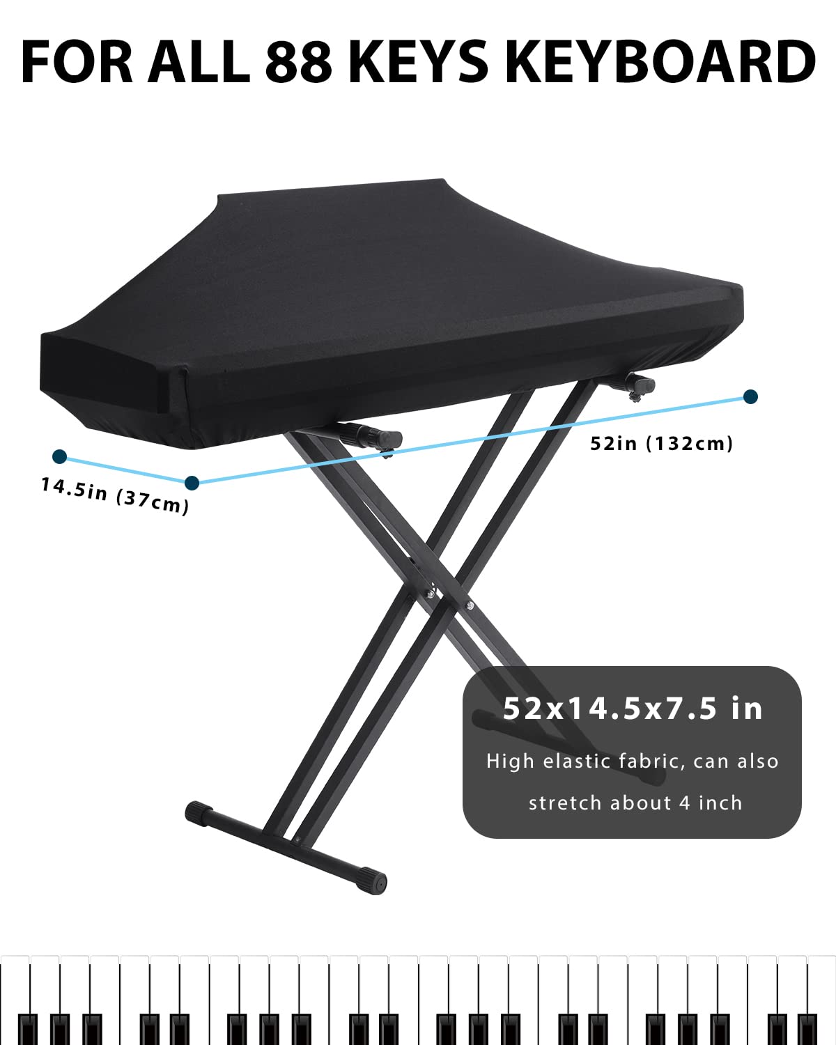 YNester Piano Keyboard Dust Cover 88 Keys Adjustable Electric Piano Cover