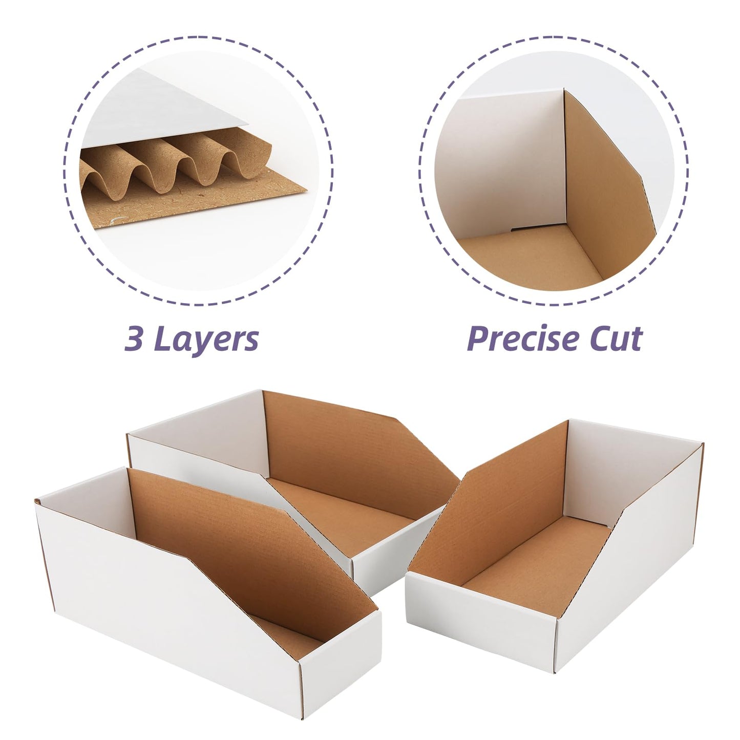 EXYGLO Cardboard Storage Bins Assorted Sizes, 35 Mixed Pack Cardboard Boxes,18 Pack 12x4x4.5, 12