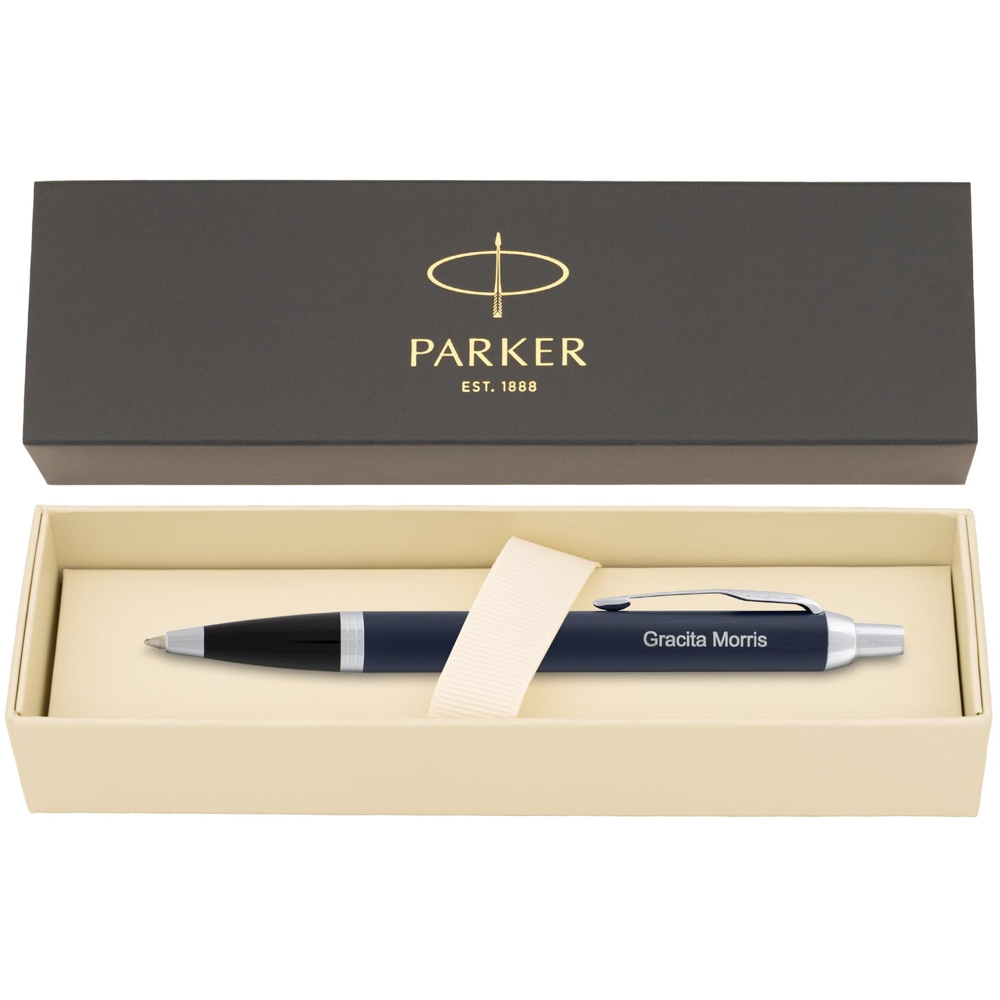 Parker IM Personalized Ballpoint Pen in Matte Blue with Chrome Trim