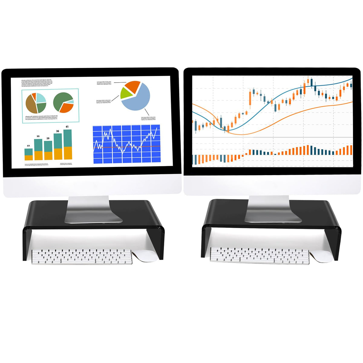 Jetec 2 Pcs Acrylic Monitor Stand Desktop Computer, Black, 16 x 8 x 3 Inch
