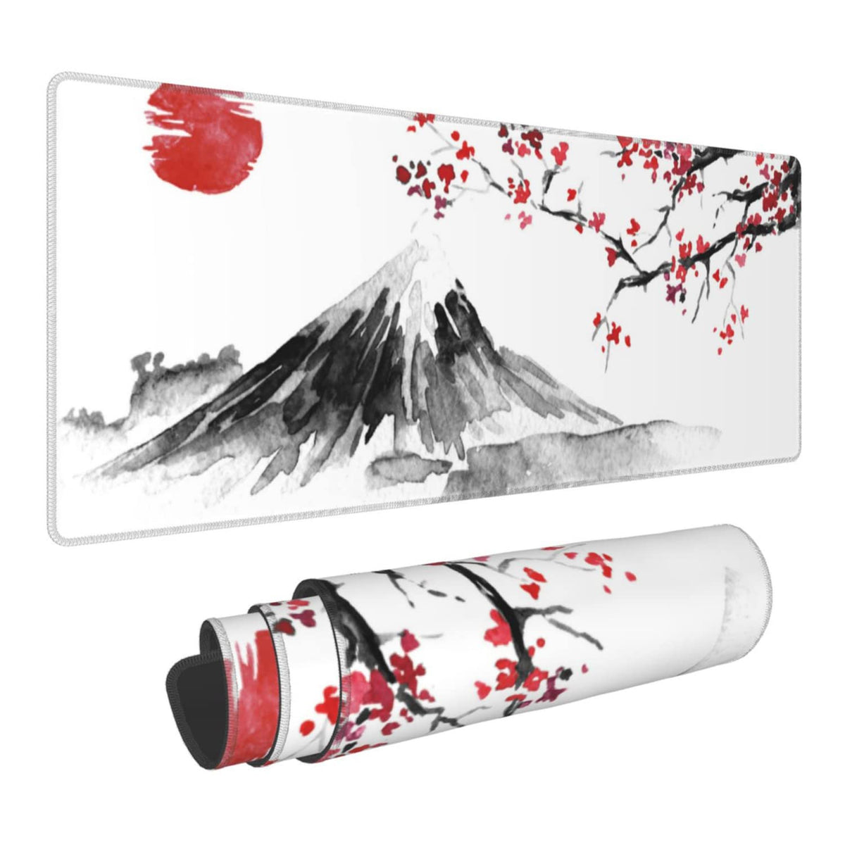 Japan Traditional Sumi-e Painting Extended Gaming Mouse Pad Large Desk Mat with Non-Slip Rubber