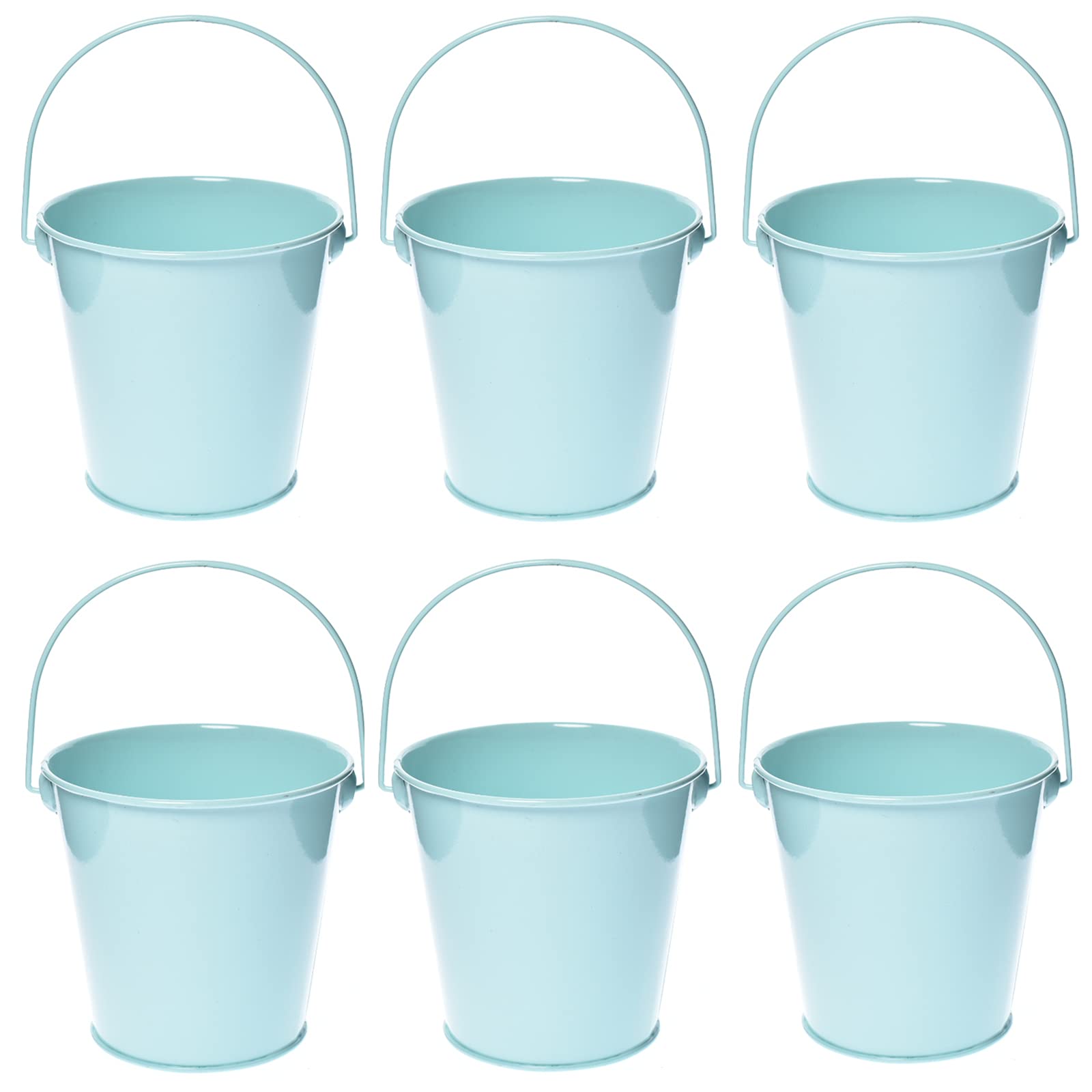 TAKMA Colored Tin Buckets with Handle, 6 Pack 7.48 inch Galvanized Iron Pail Buckets for Kids