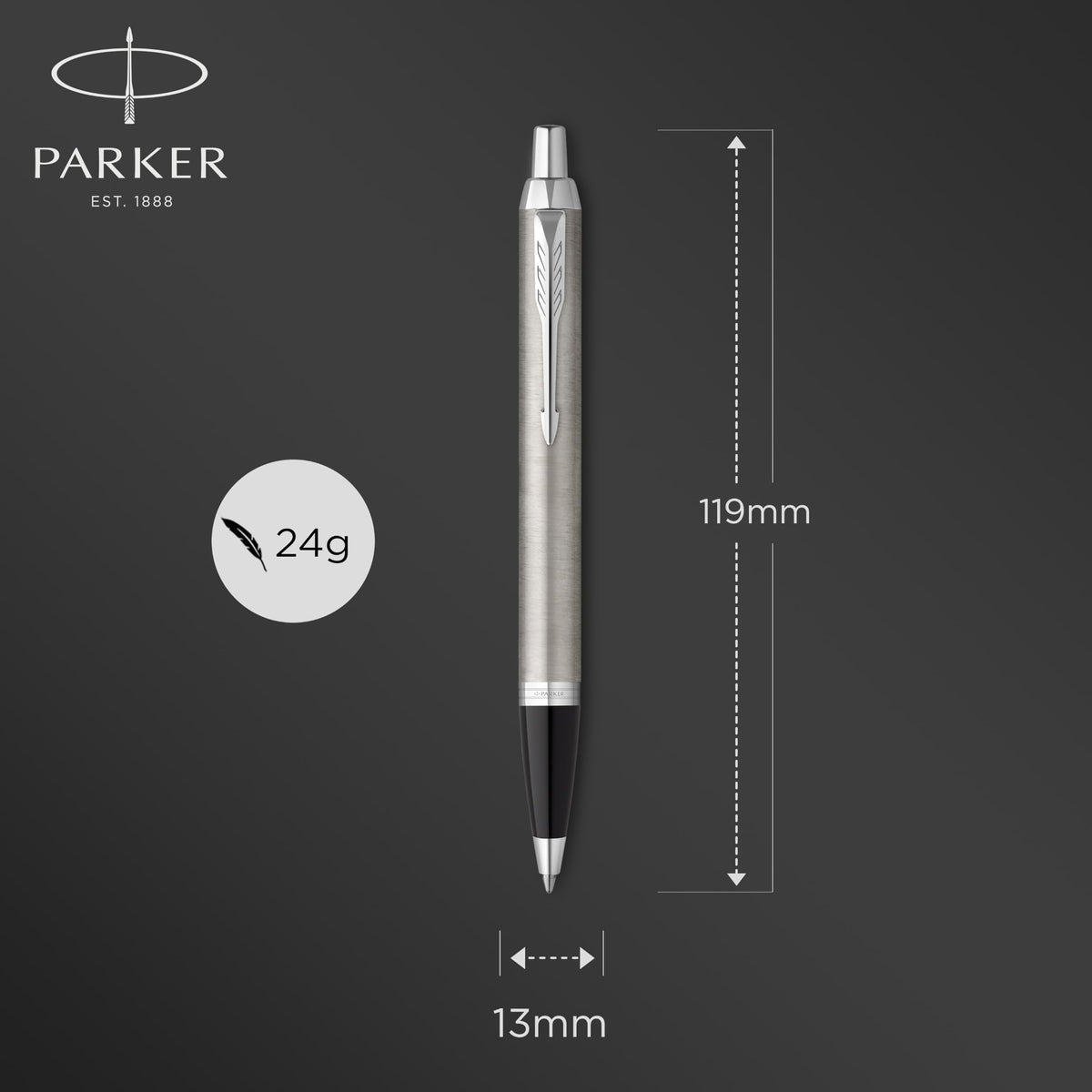 PARKER IM Ballpoint Pen | Stainless Steel with Chrome Trim | Medium Point with Blue Ink Refill |
