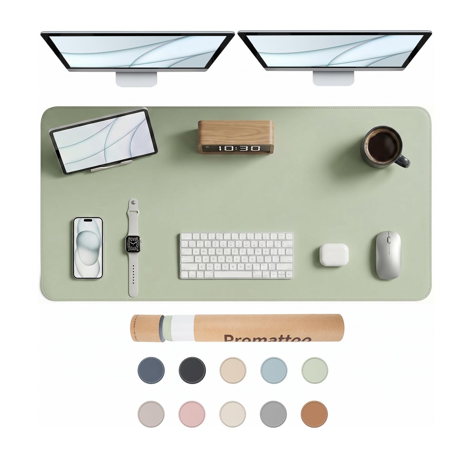 PROMATTOO Large Desk Pad Non-Slip Desk Mat Protector for Keyboard Mouse Waterproof Vegan Leather