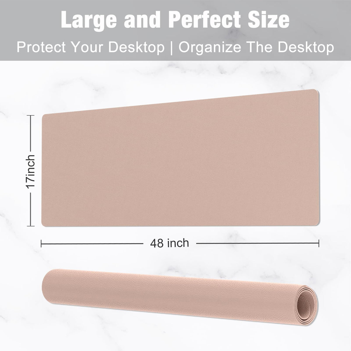 Hsurbtra Desk Pad, 48" x 17" PU Leather Desk Mat, XXXL Extended Mouse Pad, Waterproof Desktop
