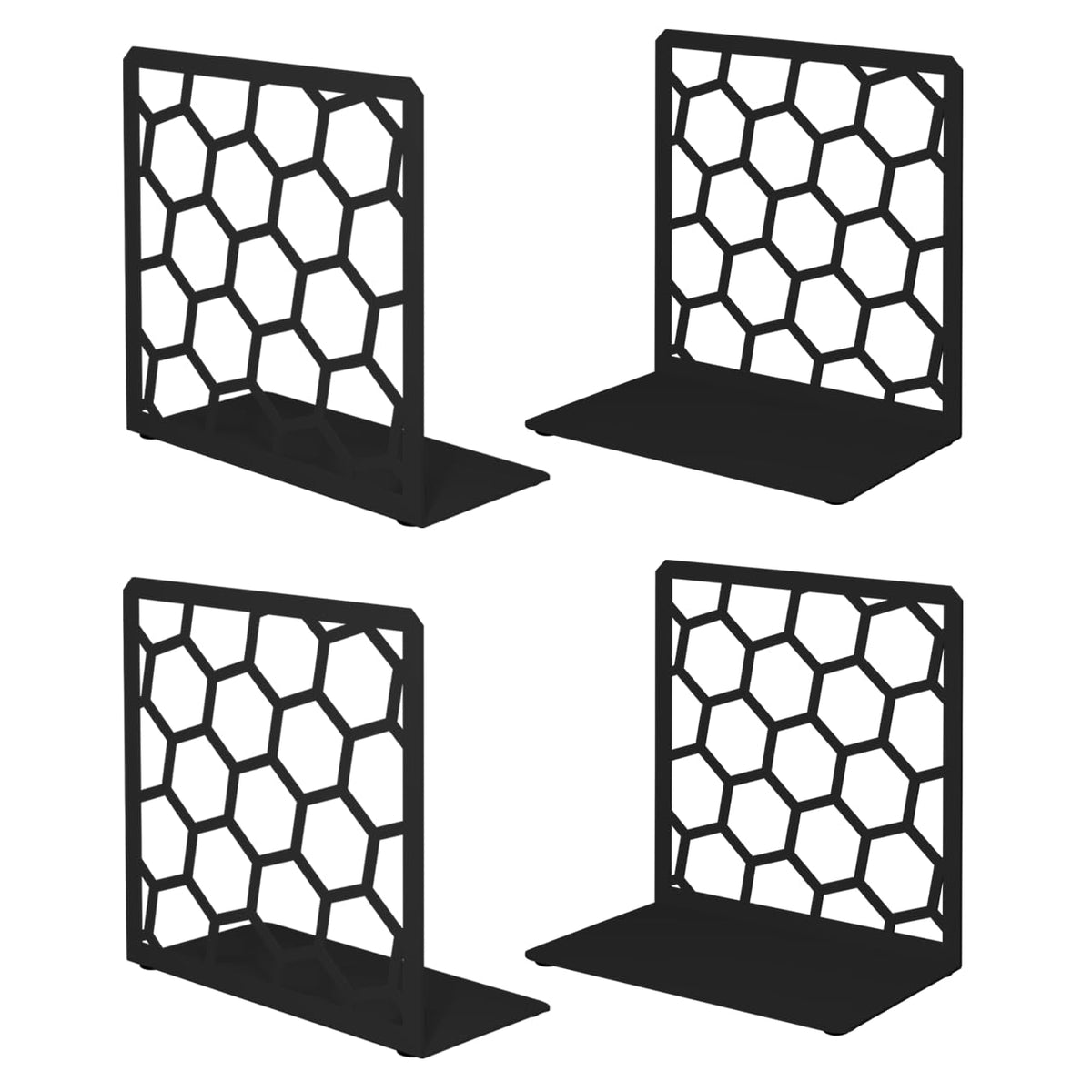 GEOMOD Premium Geometric Black Honeycomb Bookends for Shelves, Metal Book Ends Office, L-Shaped