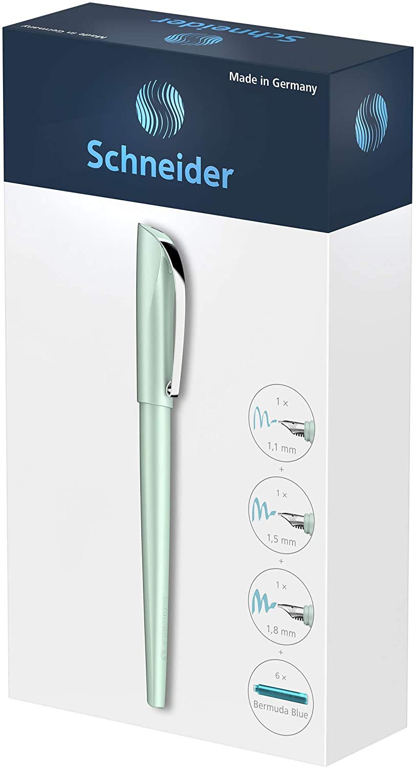 Schneider Callissima Calligraphy Fountain Pen Gift Set: Mint, 1.1 mm, 1.5 mm, 1.8 mm