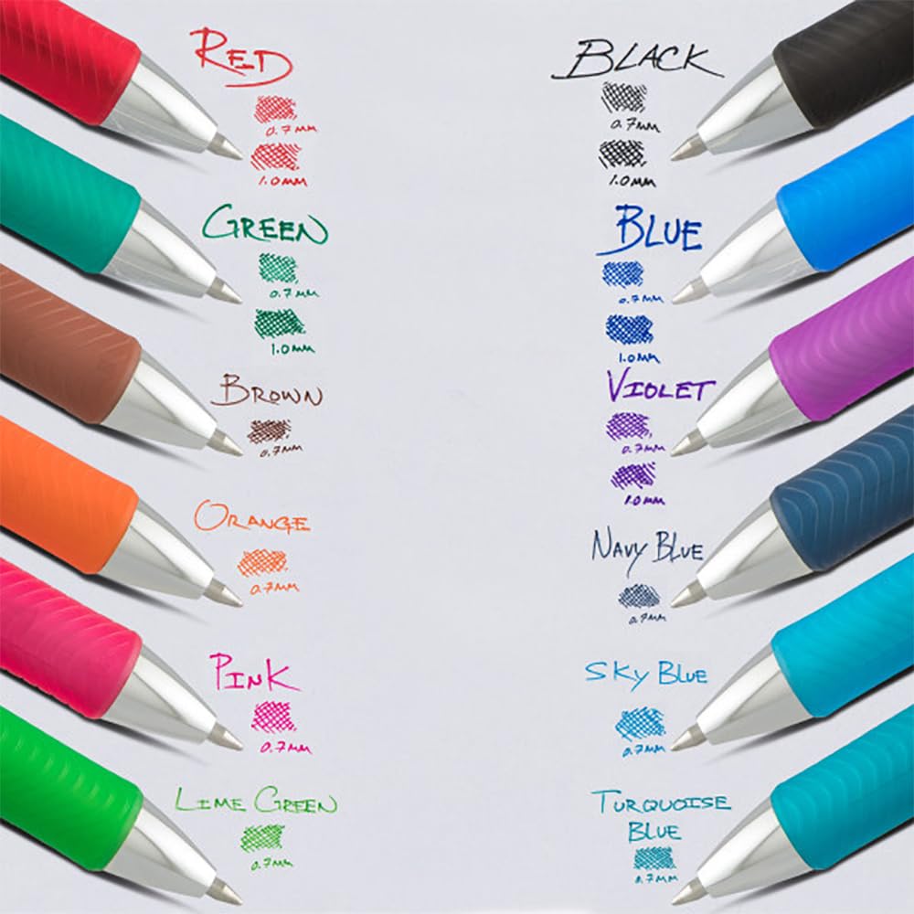 Pentel EnerGel XM BL77 - Retractable Liquid Gel Ink Pen - 0.7mm - 52% Recycled - Pack of 12 Mixed