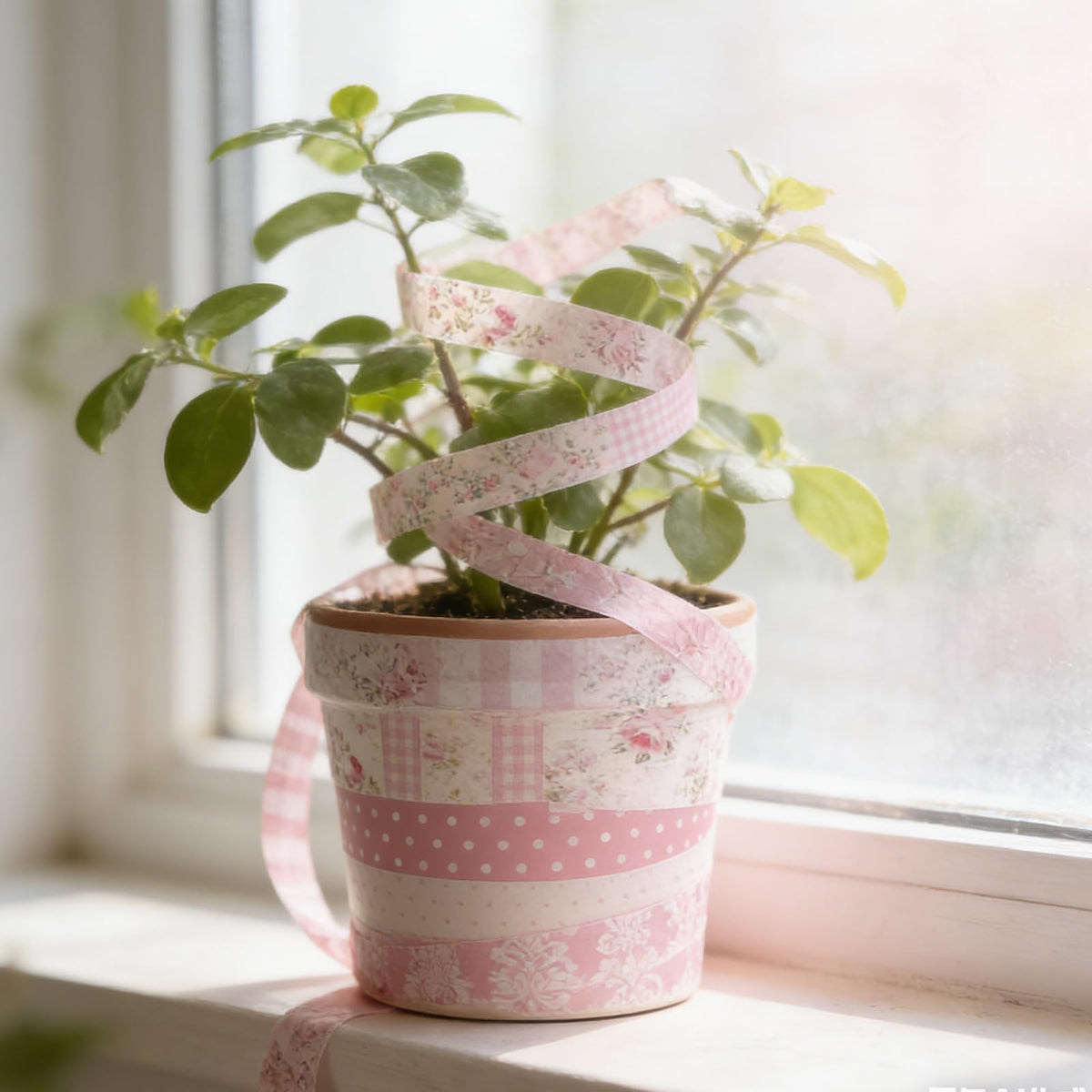 YooNotee 12 Rolls Floral Washi Tape Set,Light Pink,Polka Dots and Floral