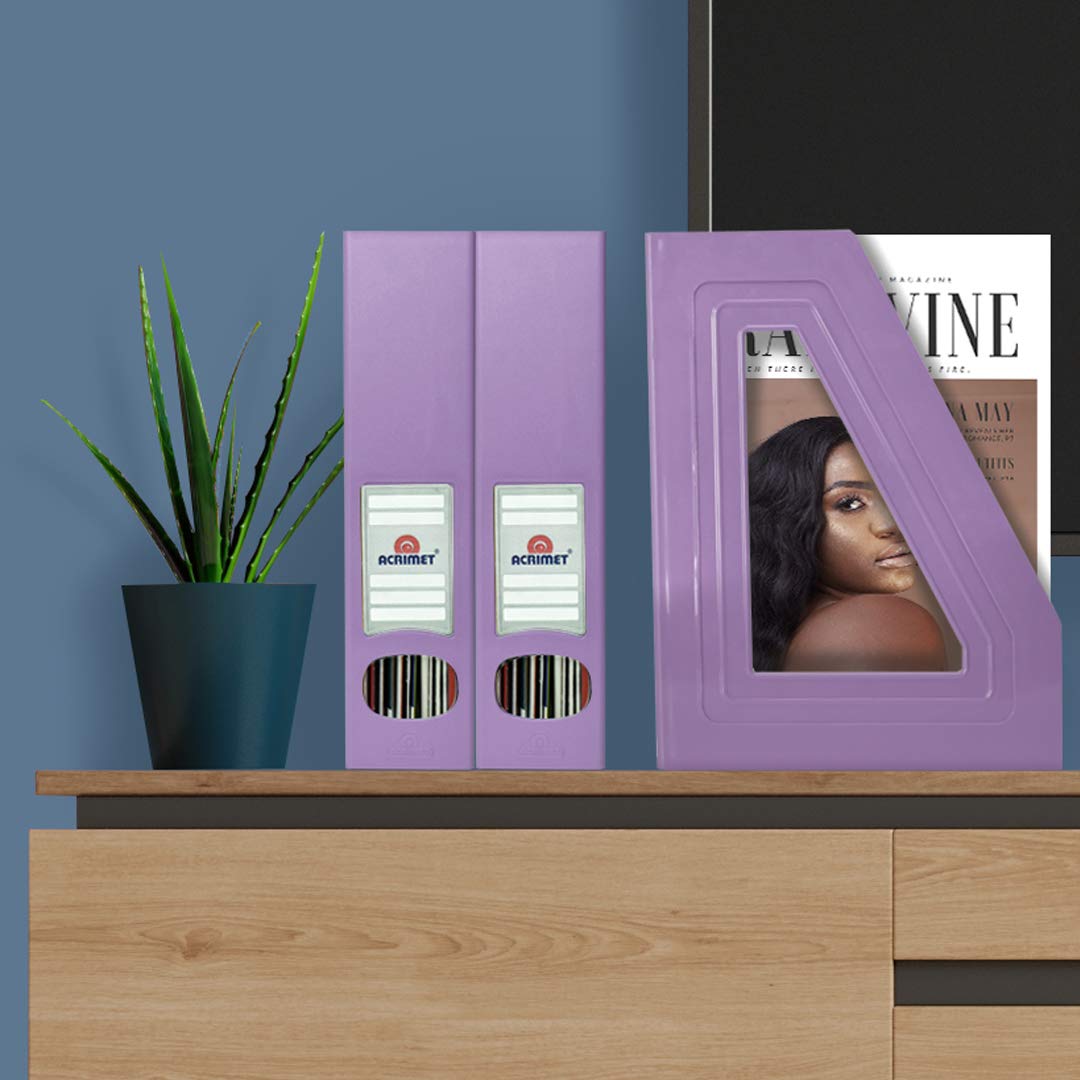 Acrimet Magazine File Holder, Vertical Desk Organizer, Purple, 2 Pack