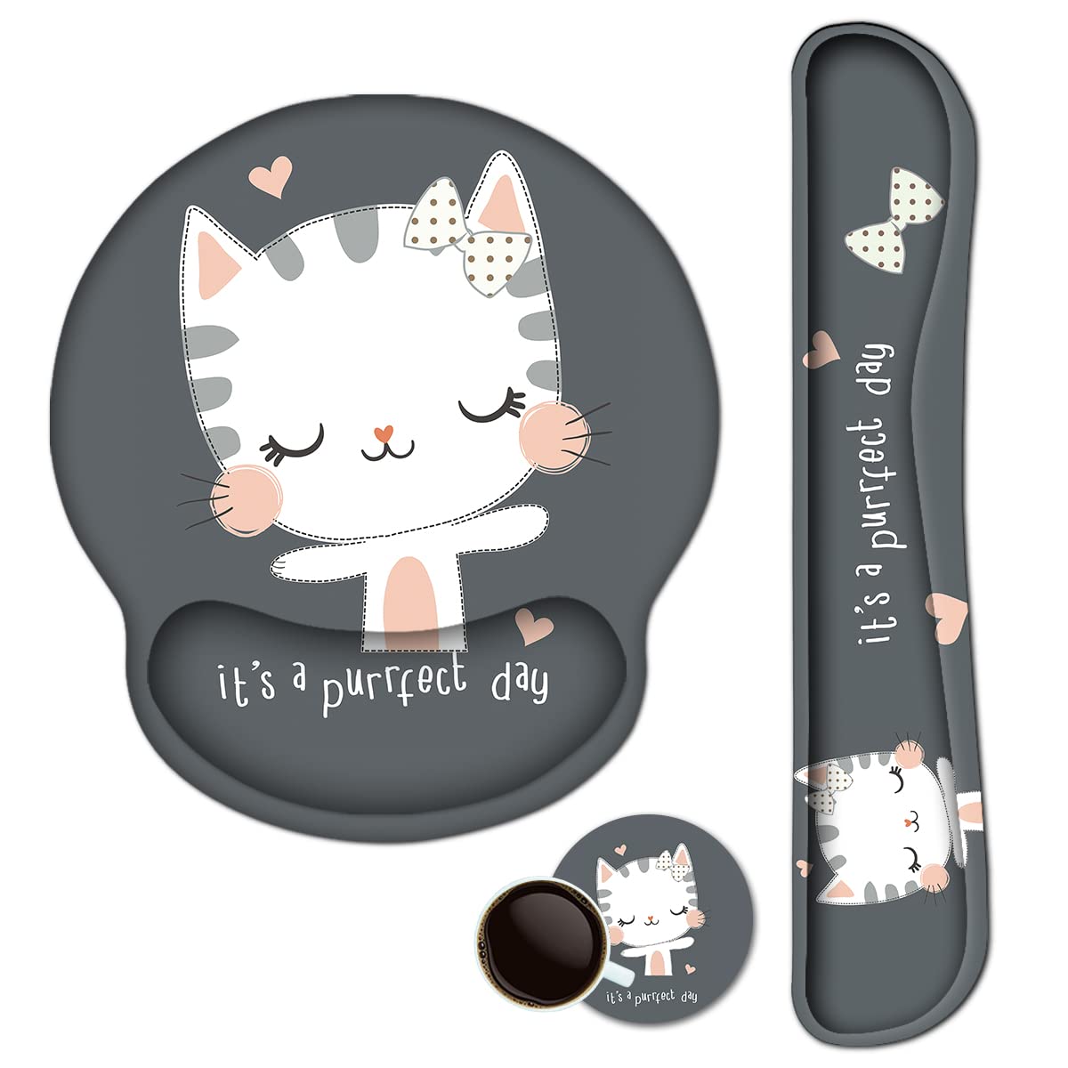 Keyboard Mouse Pad Wrist Rest, Gel Ergonomic Wrist Rest Support Mousepads,Non Slip Rubber Base
