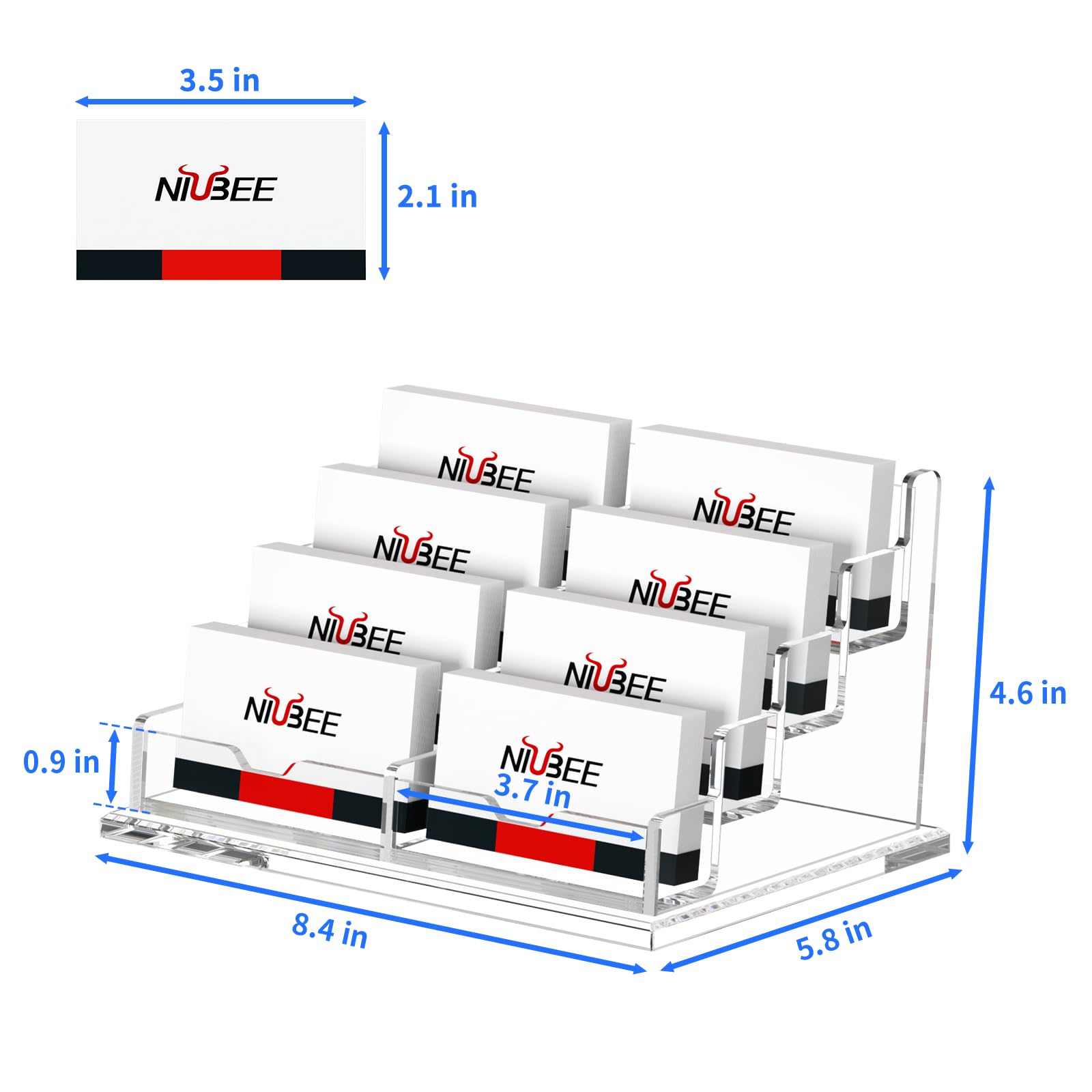 NIUBEE Acrylic Business Card Holder Display Stand for Desk 4 Tier for Desk