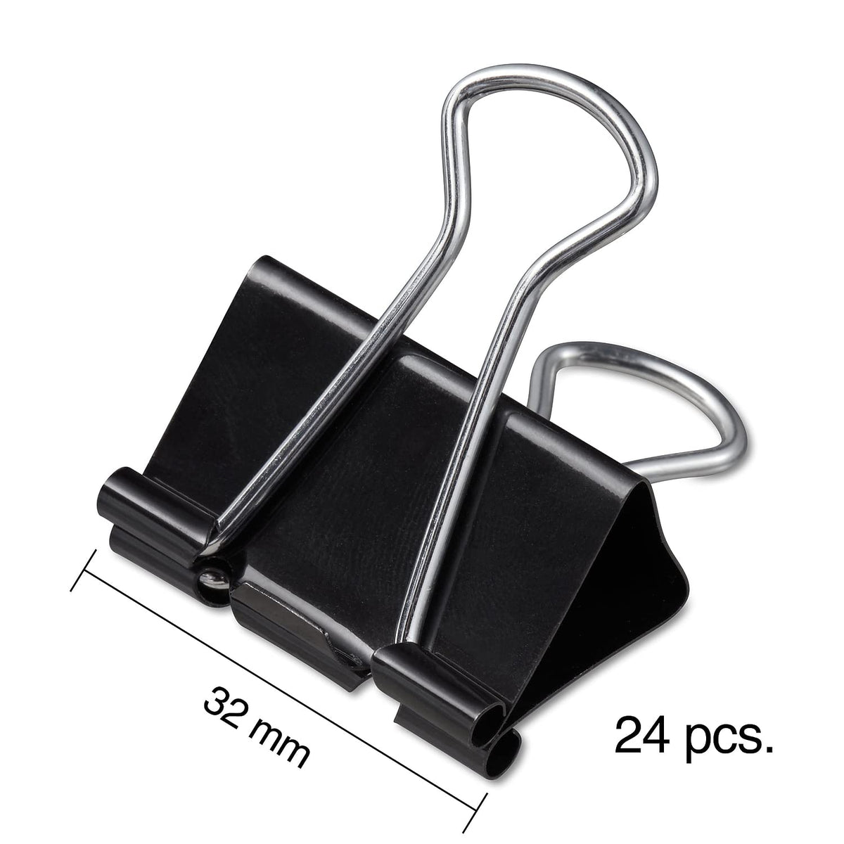 Staples Binder Clips, Medium 0.63 In Capacity, Black, 24-Pack