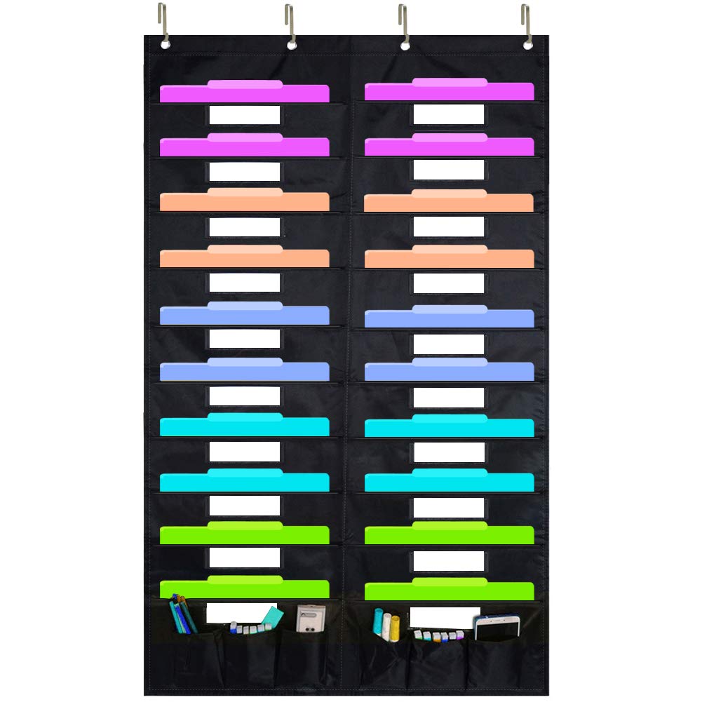 EAMAY Hanging File Folder Organizer Wall Mounted - 20 Pockets and 6 Learning Tool Wall File